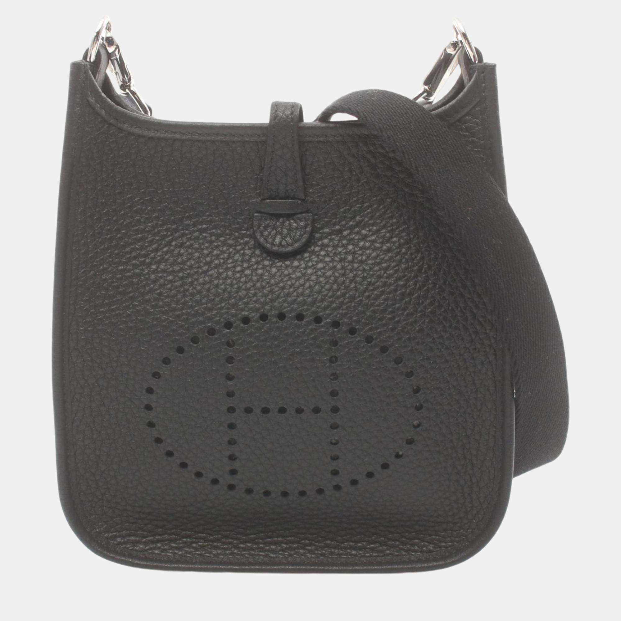 Hermes Evelyne TPM Amazon Shoulder Bag Black Leather