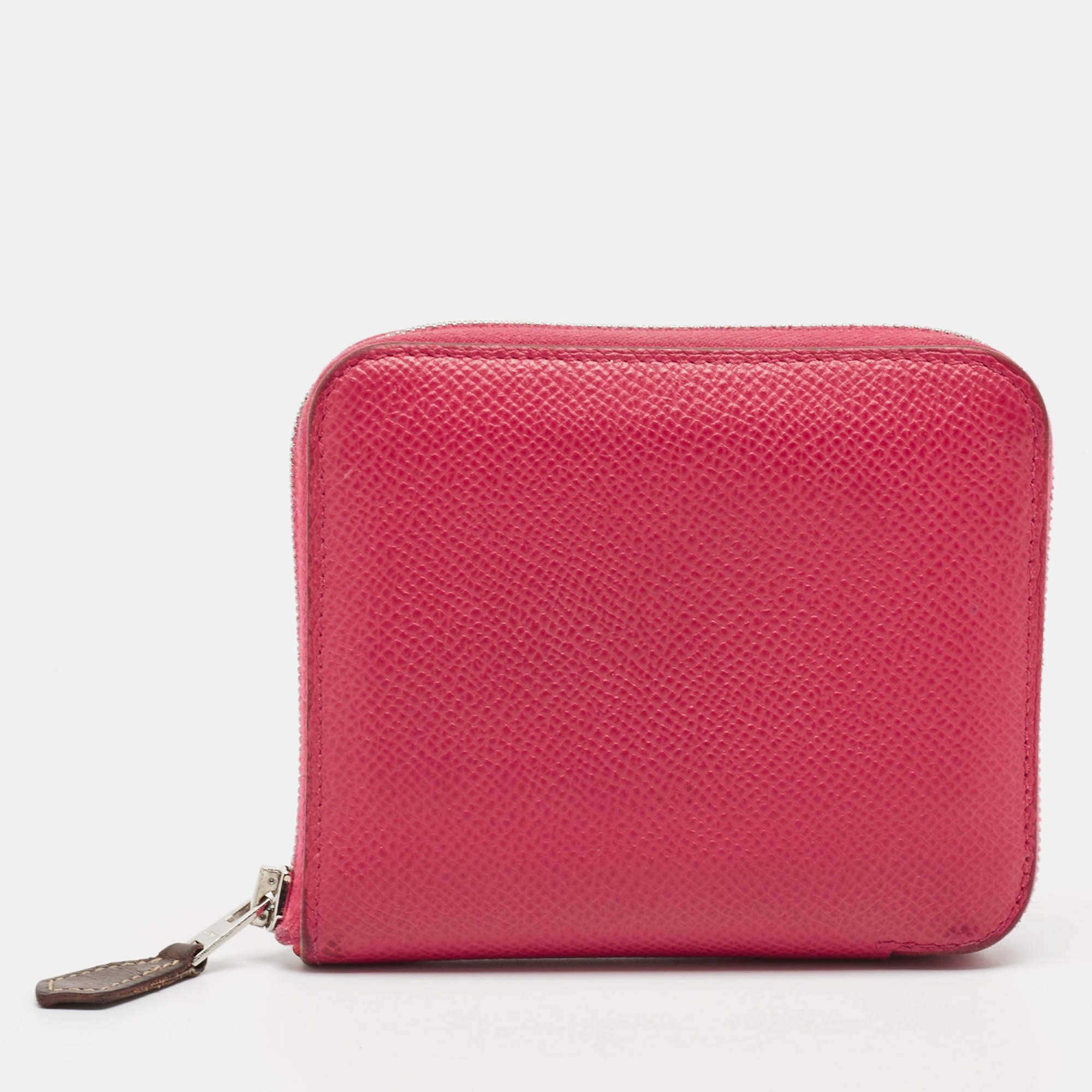 Hermes Rose Extreme Epsom Leather Silk'In Compact Wallet