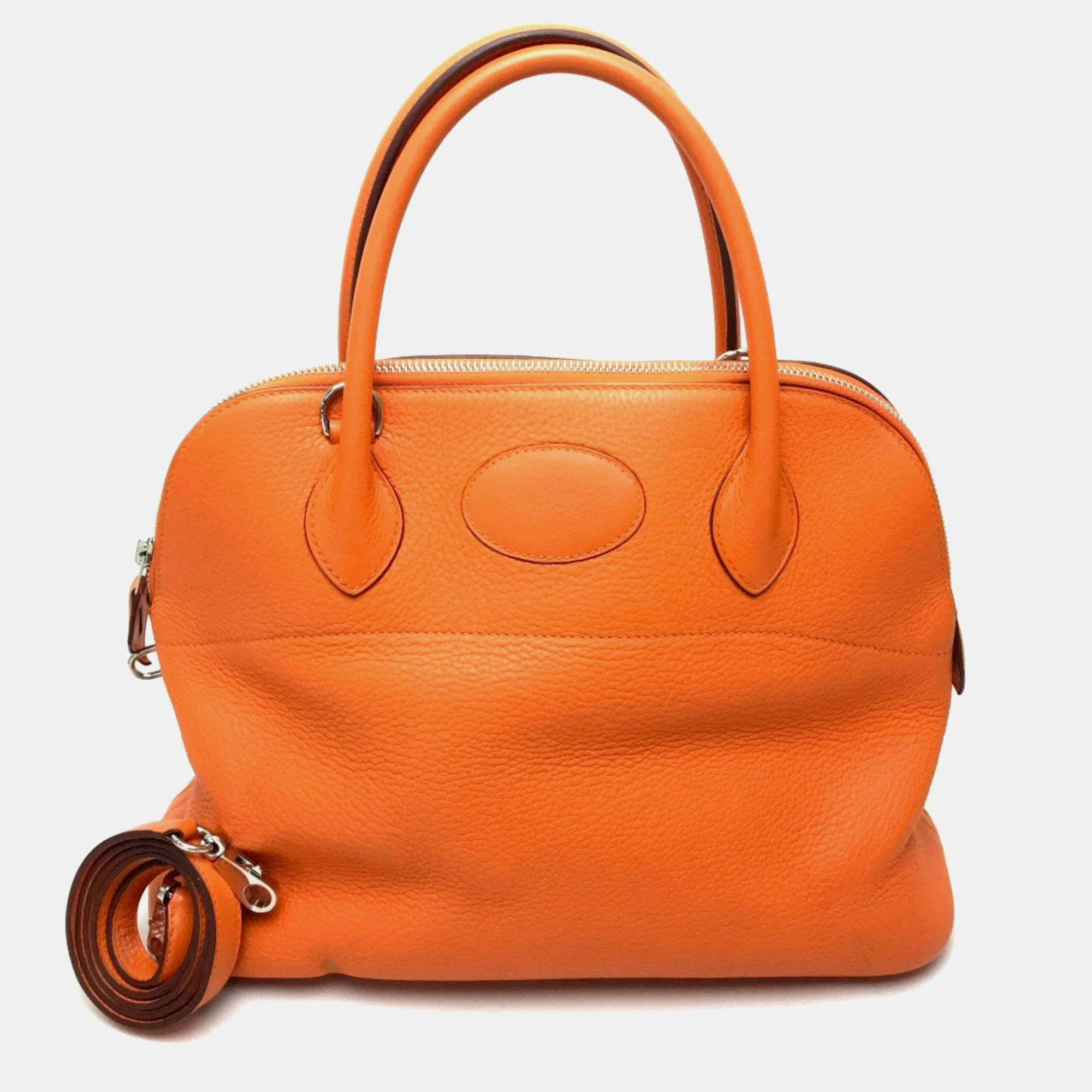 Pre Owned Hermes Orange Taurillon Clemence Bolide 31 Shoulder Bag