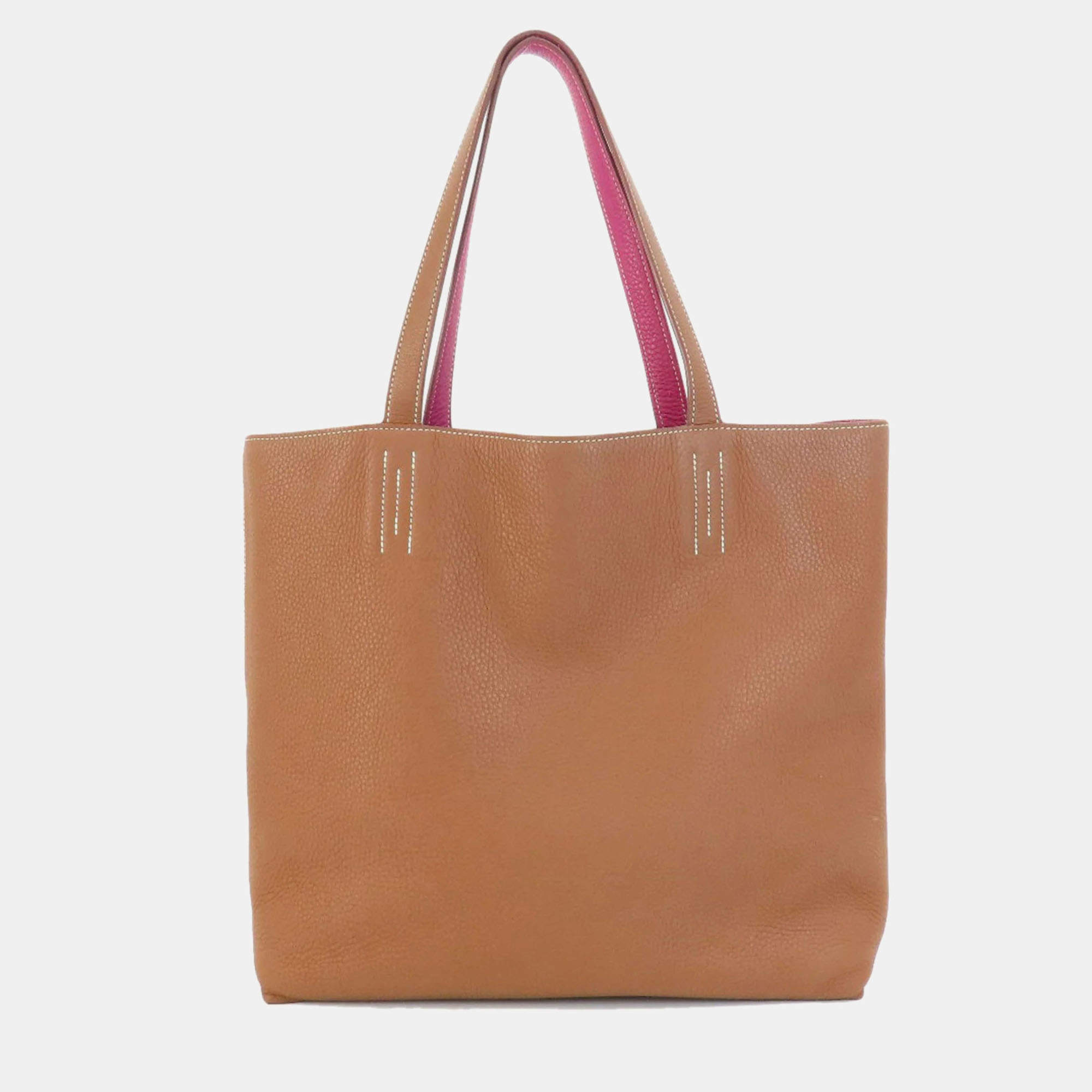 Hermes Brown Tosca Togo Taurillon Double Sens 36 Tote Bag