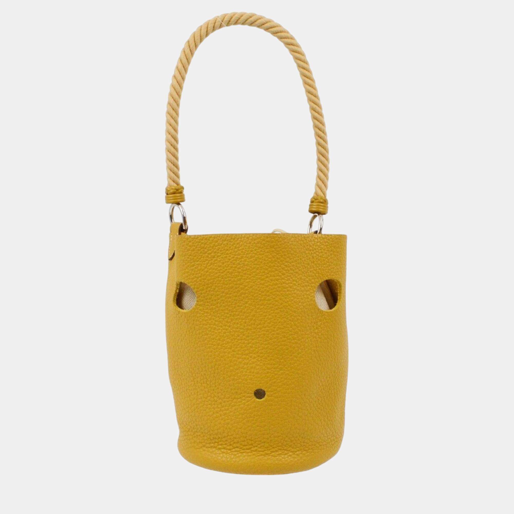 Hermes Curry Taurillon Clemence Mangeoire PM Handbag