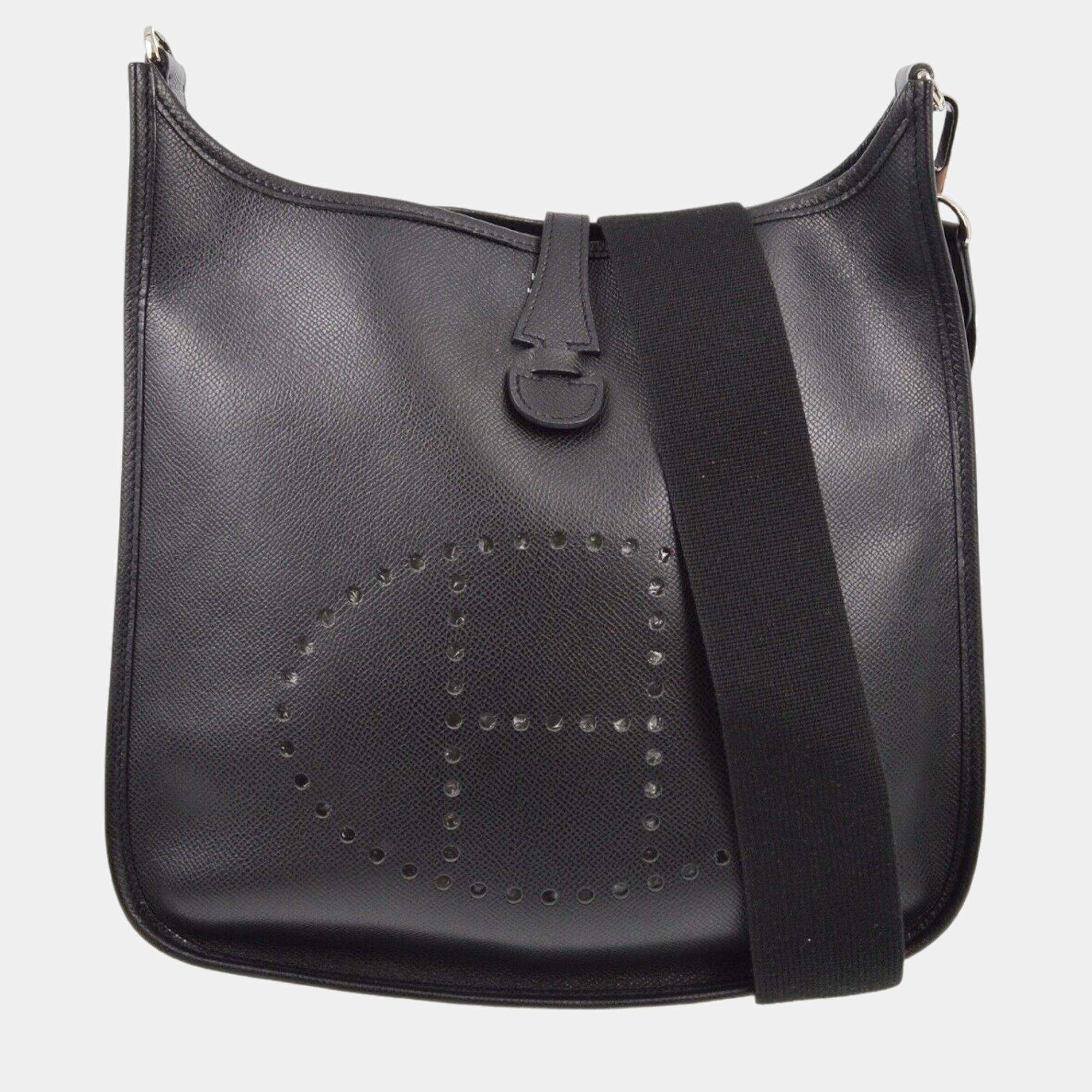 Hermes Black Epsom Evelyne 2 29 Shoulder Bag