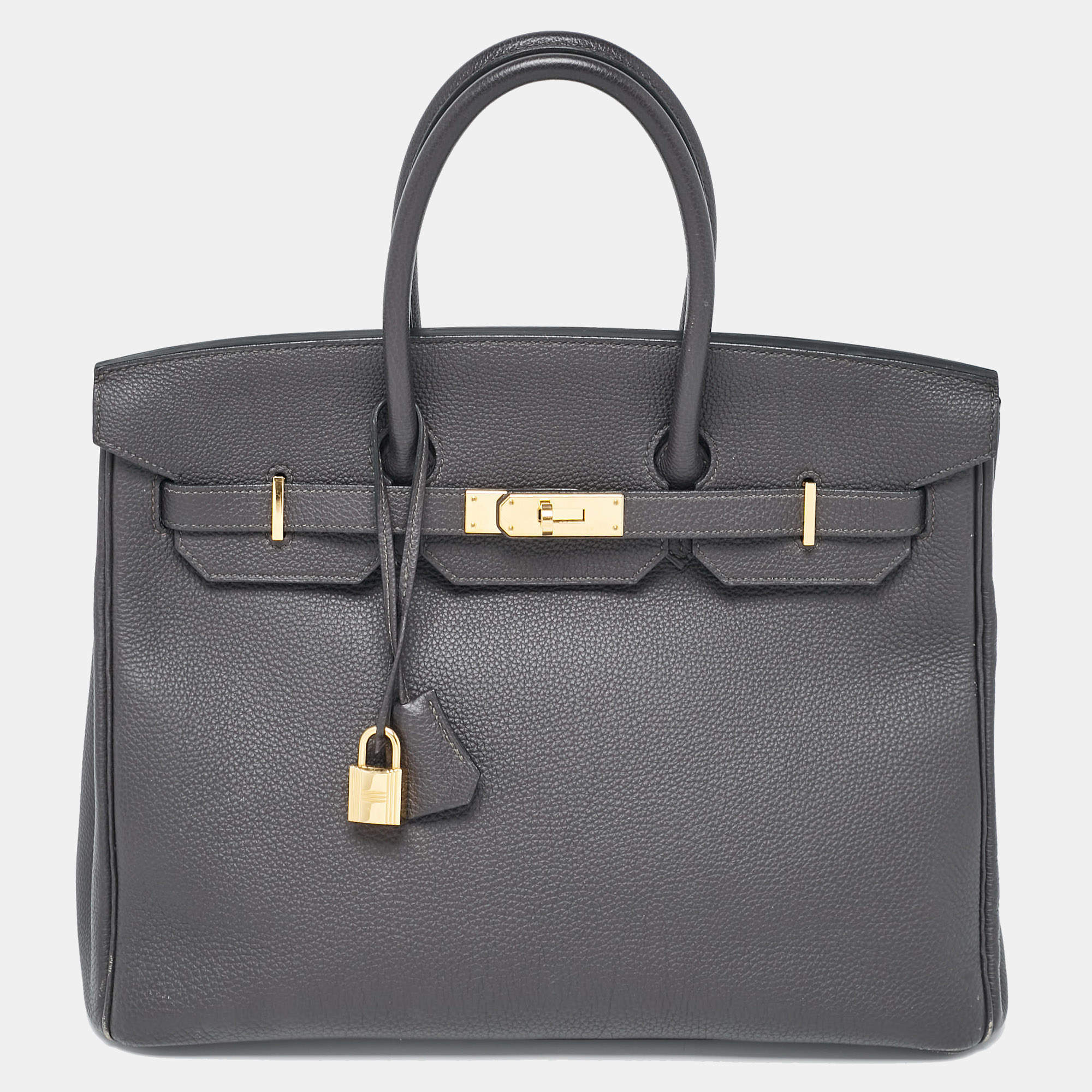 Hermes Graphite Togo Leather Gold Finish Birkin 35 Bag