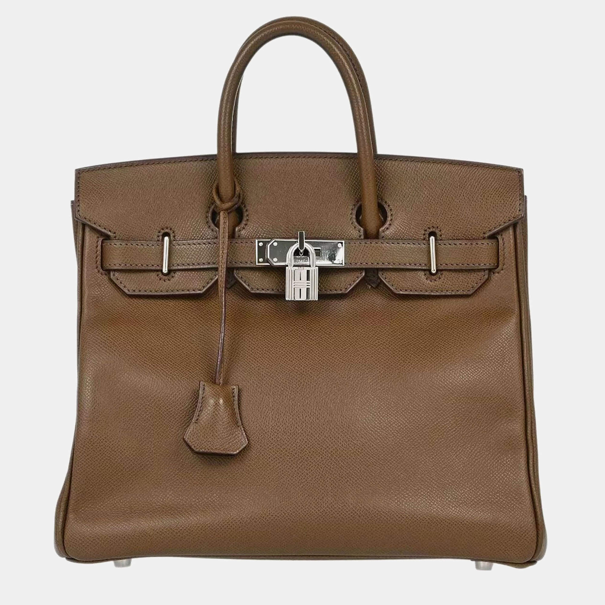 Pre Owned Hermes Taupe Gray Epsom Haut a Courroies 28 Handbag