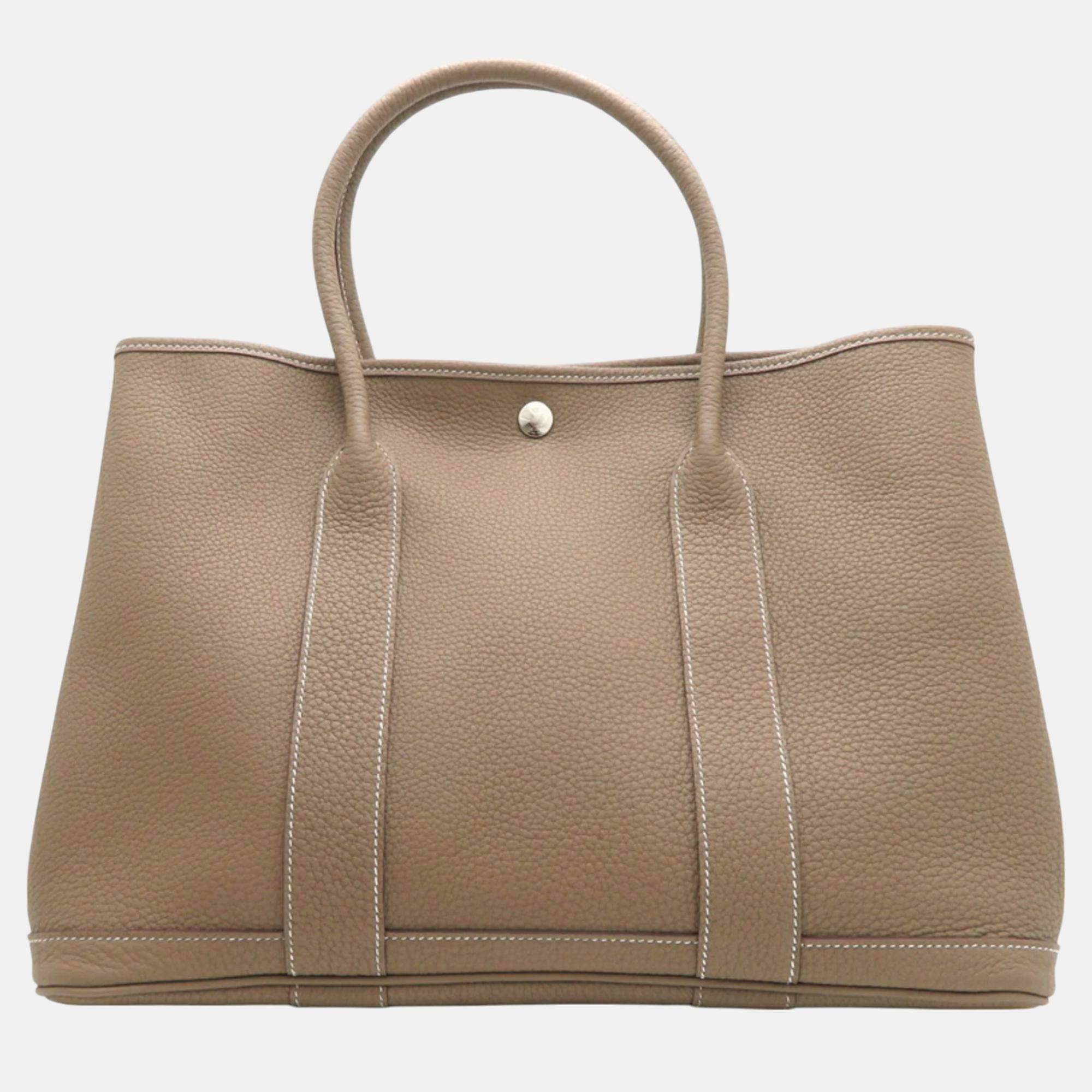 Hermes Togo Etoupe Garden PM Tote Bag