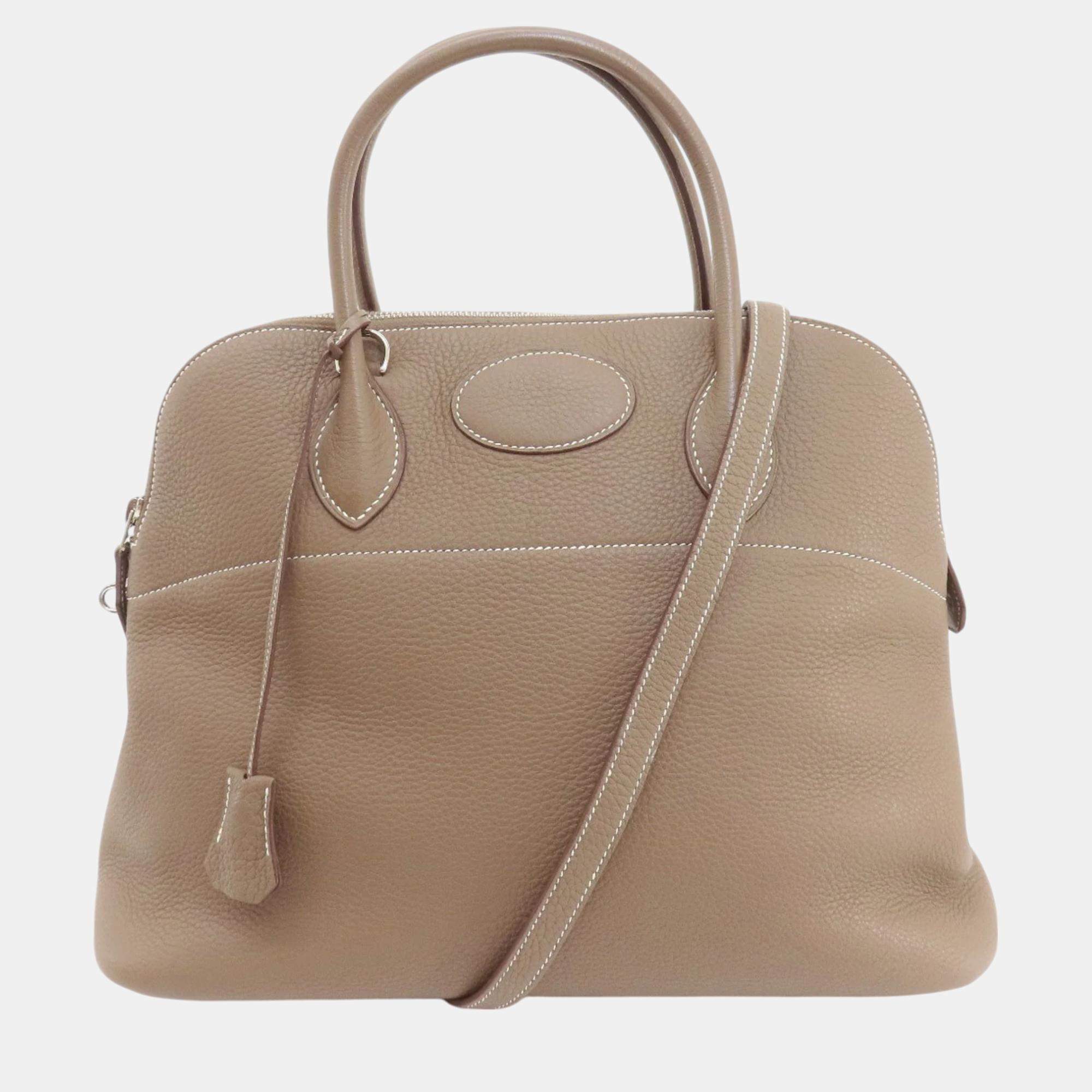 Hermes Etoupe Taurillon Bolide 35 Handbag