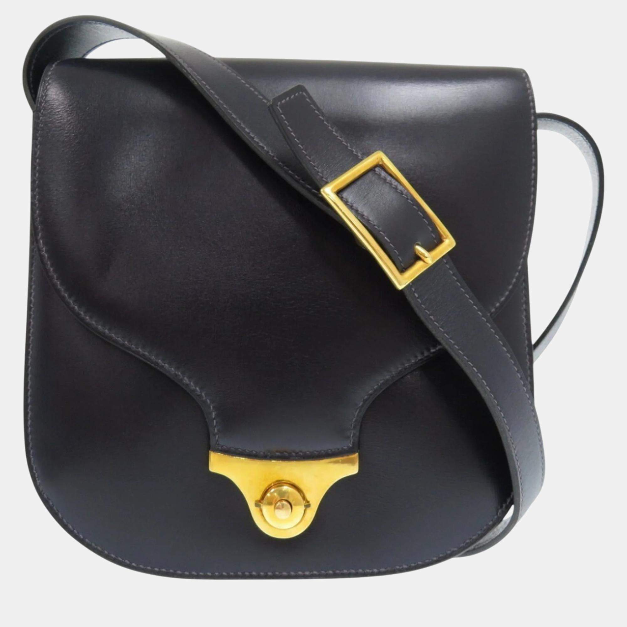 Hermes Box Calf Black Shoulder Bag