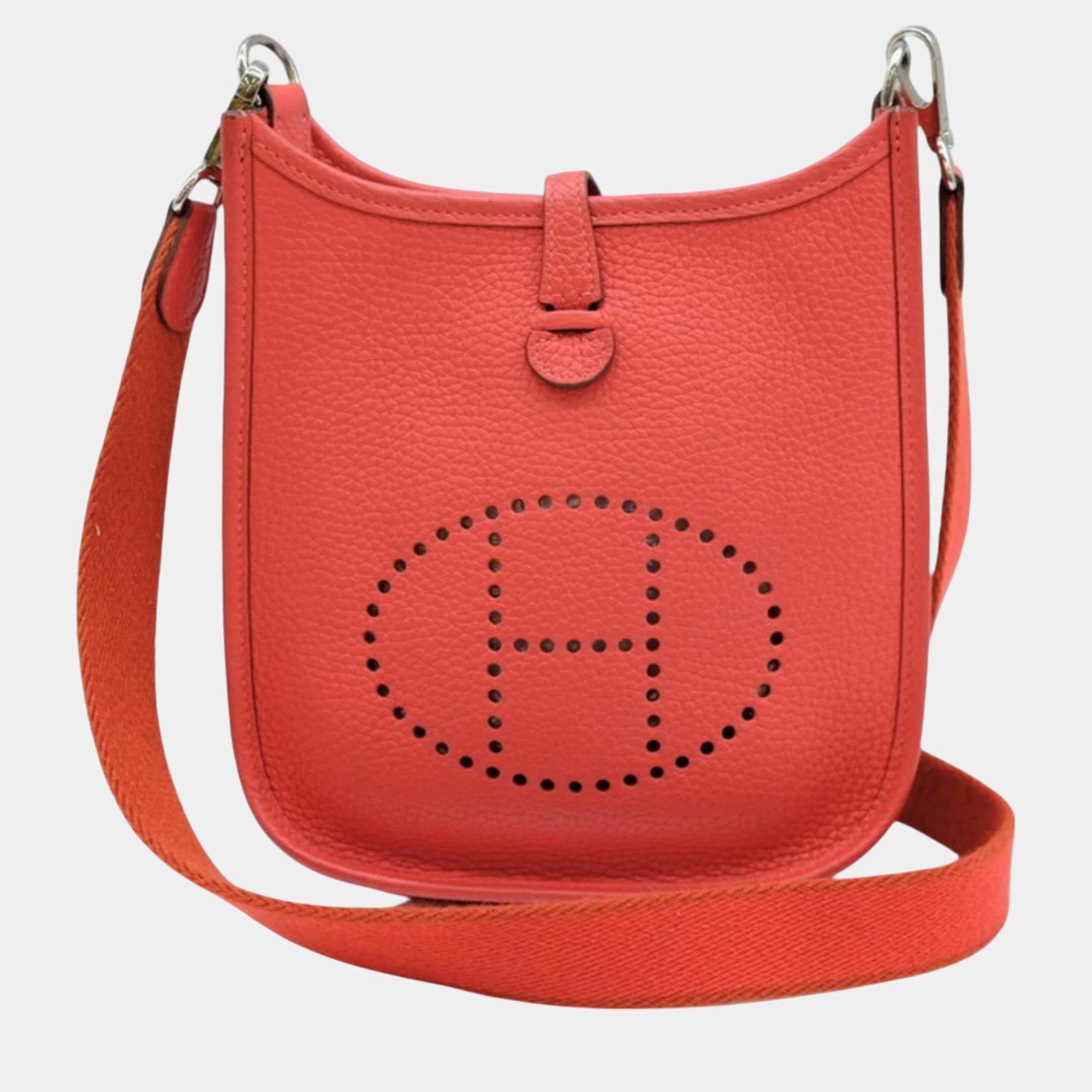 Hermes leather Taurillon Clemence Rouge Kutomato red Evelyn TPM shoulder bag