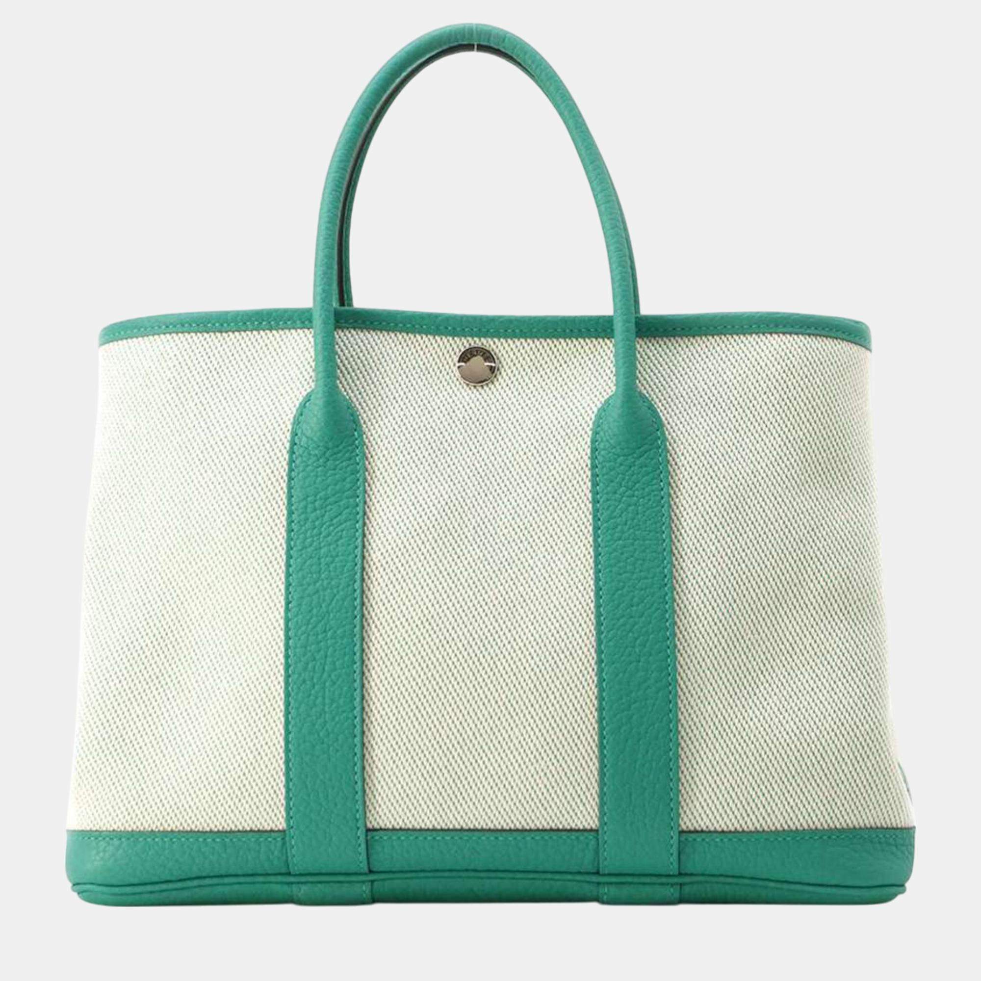 Hermes Vert Jade Toile Twill H Negonda Garden TPM bag