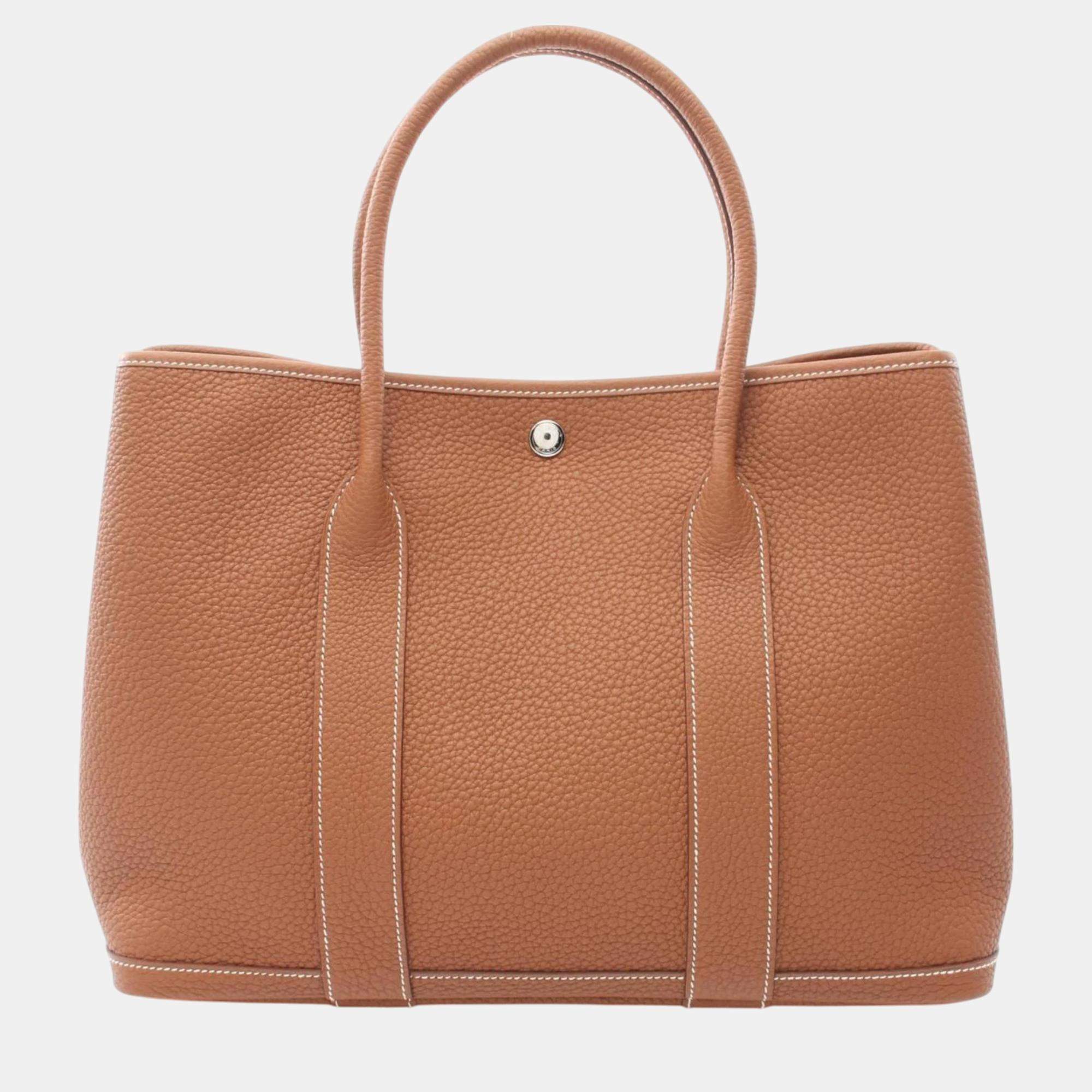 Hermes Brown Negonda Garden PM Tote Bag