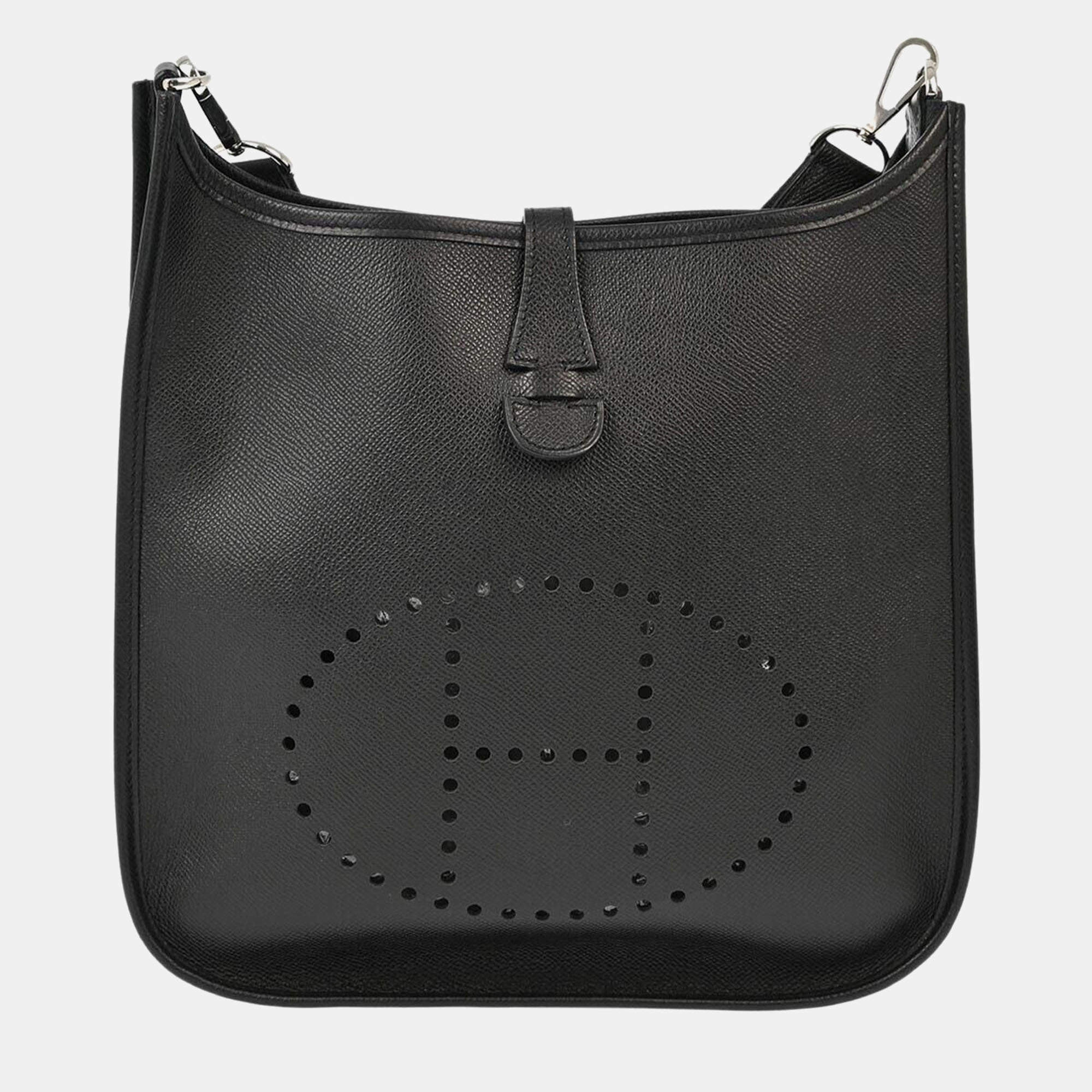 Pre Owned Hermes Black Epsom Evelyne 2 29 Shoulder Bag
