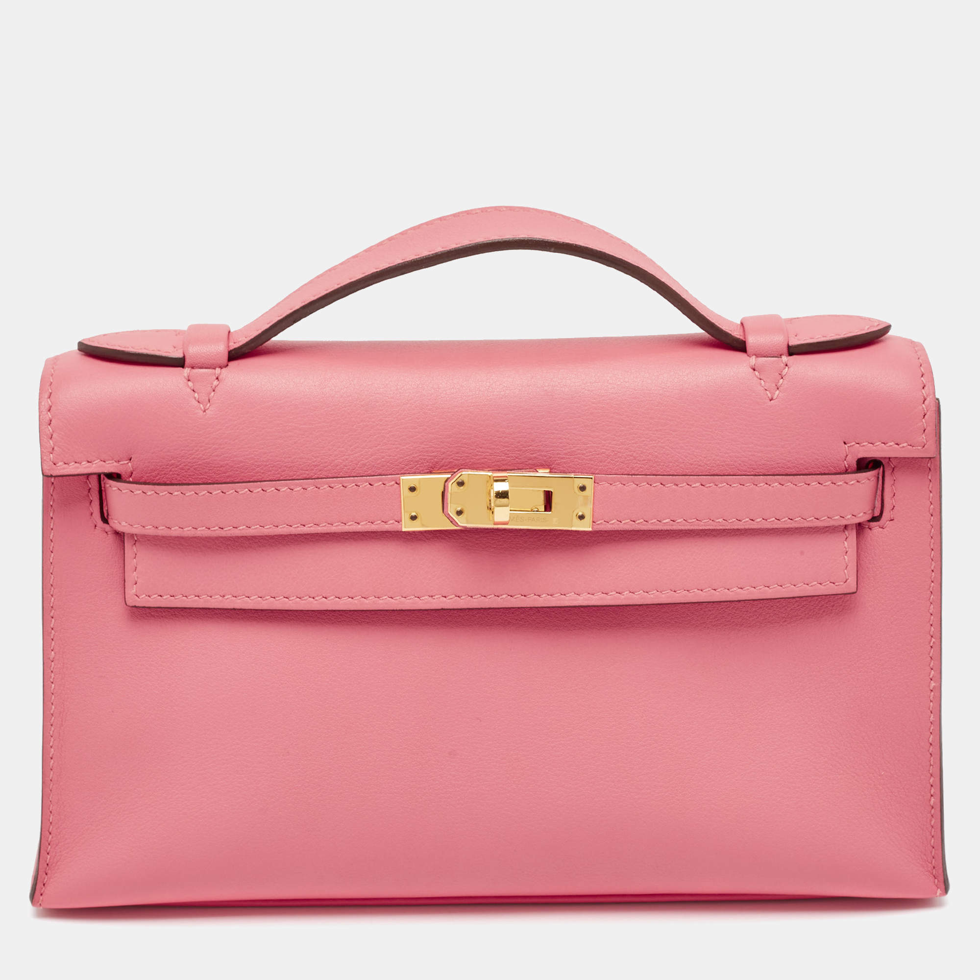 Pre Owned حقيبة صغيرة هيرمس كيلي جلد سويفت حمراء معدن ذهبي