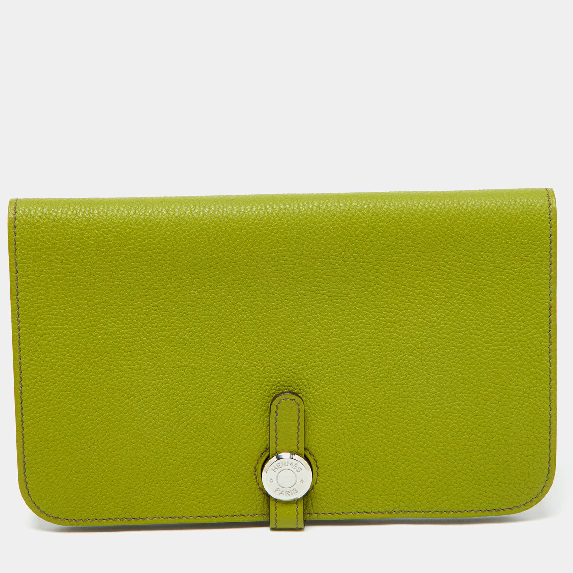 Hermes Anis Green Taurillon Togo Leather Dogon Duo Wallet