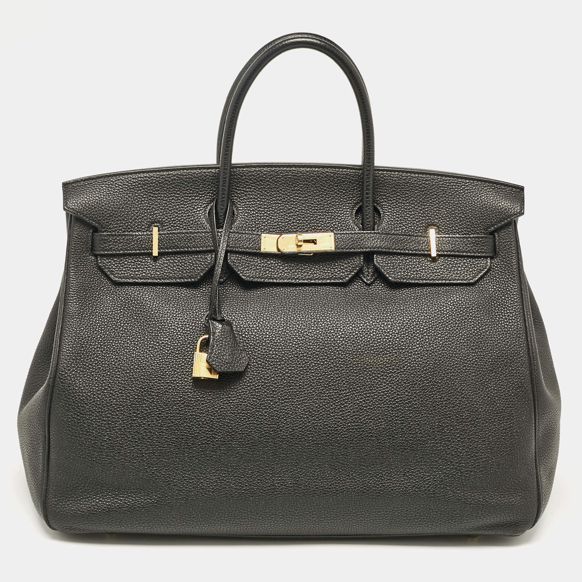 Hermes Noir Togo Leather Gold Finish Birkin 40 Bag