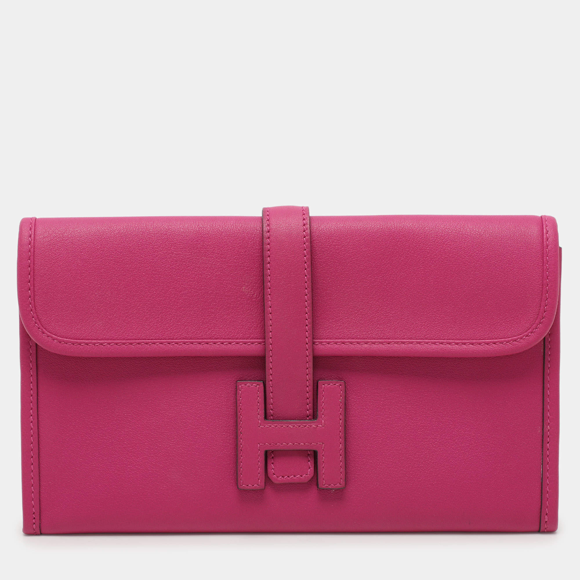 Pre Owned Hermes Purple/Black Leather Jige Duo Verso Wallet
