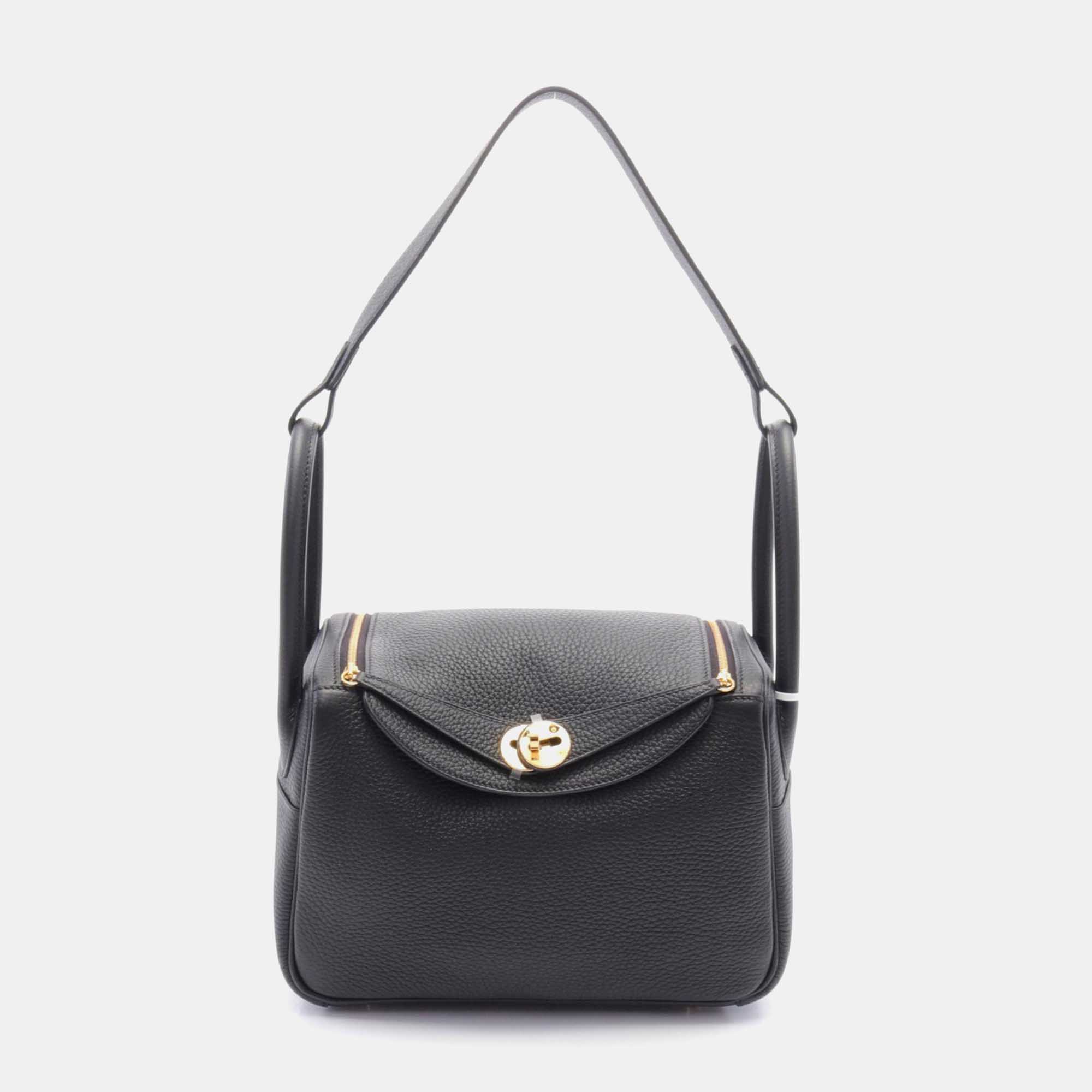 Hermes Black Leather Lindy 26 Shoulder Bag