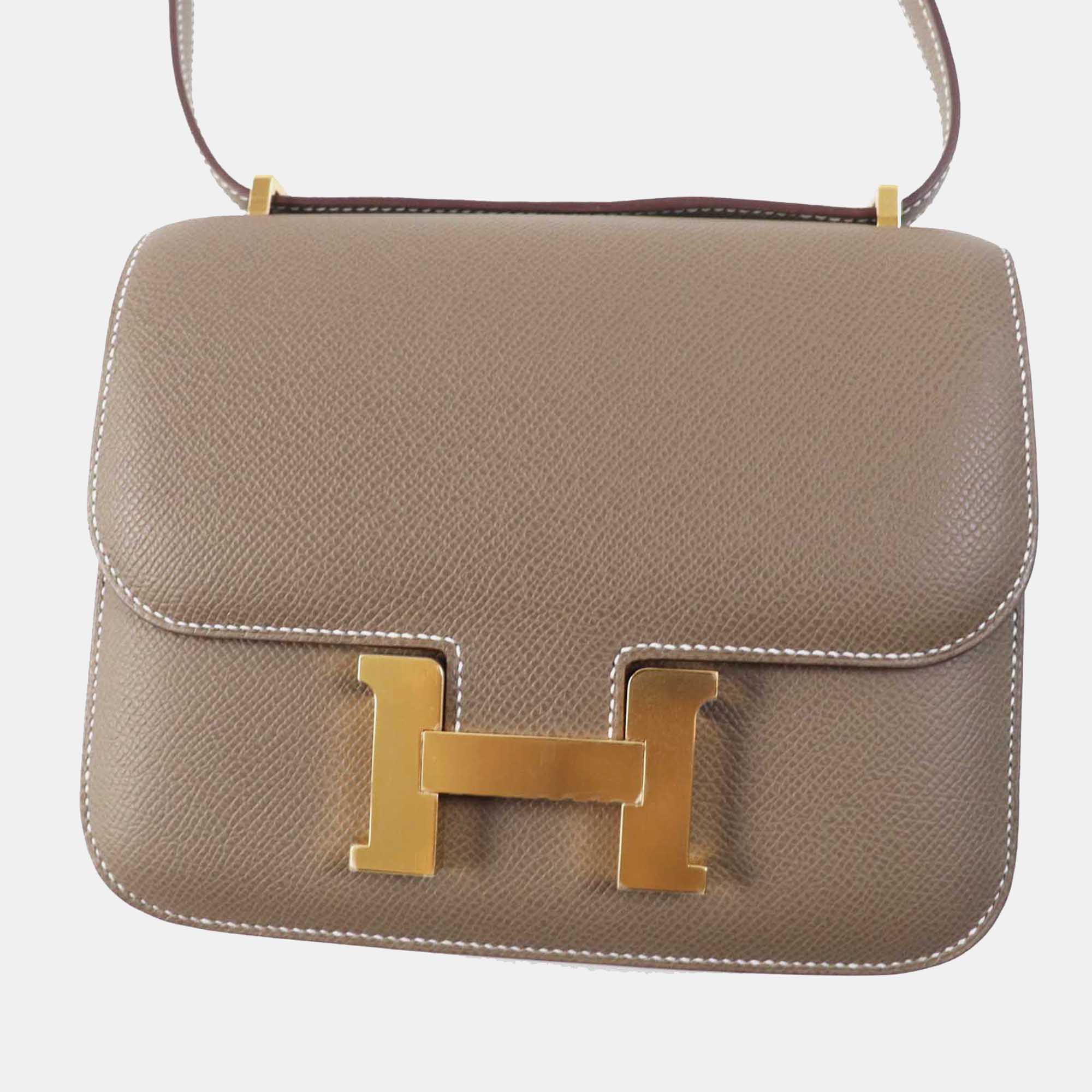 Hermes Brown Leather Constance 3 Mini 18 Shoulder Bag