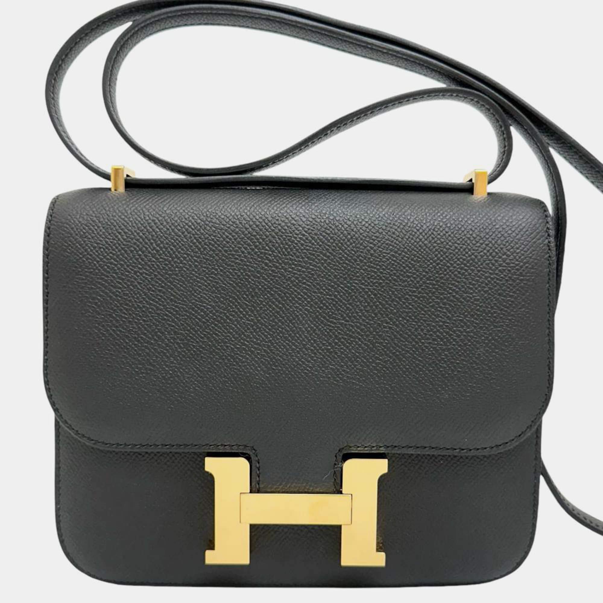 Hermes Black Leather Constance Mini 18 Shoulder Bag