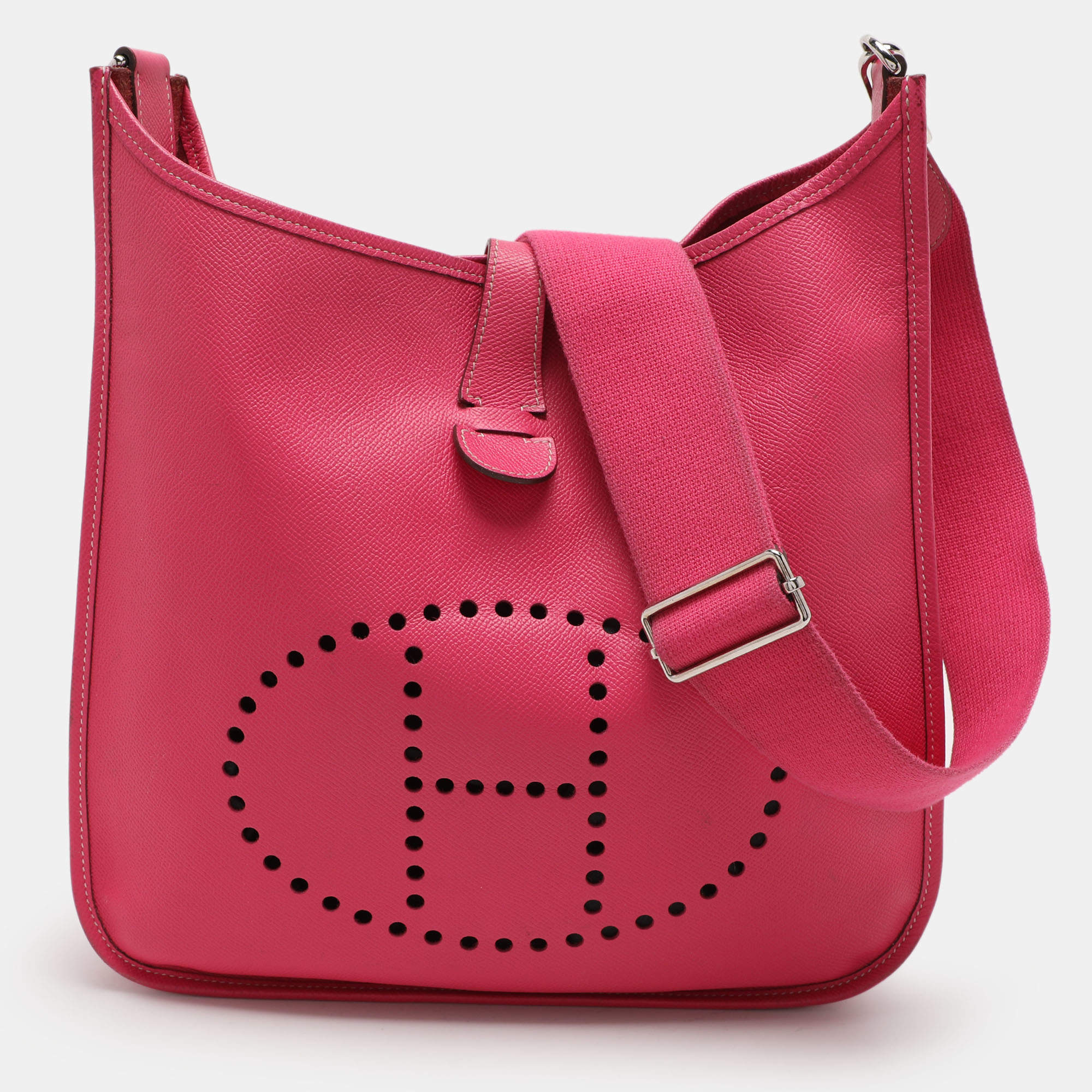 Pre Owned Hermes Rose Tyrien Epsom Leather Evelyne III GM Bag