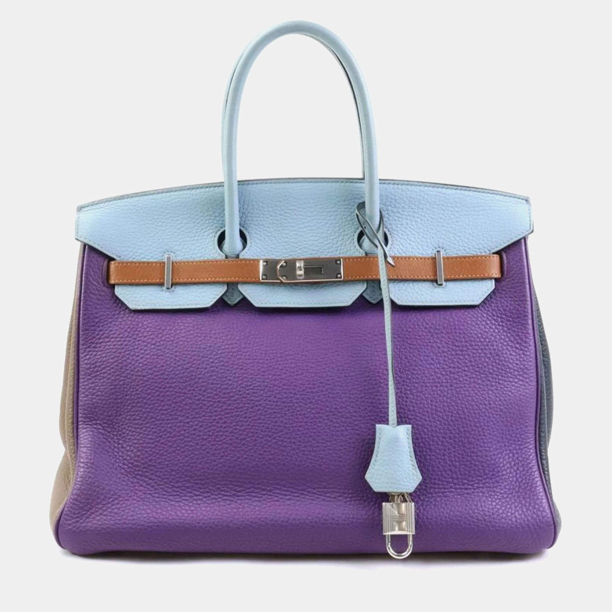 Pre Owned Hermes Multicolor Taurillon Clemence Leather Birkin 35 Tote Bag