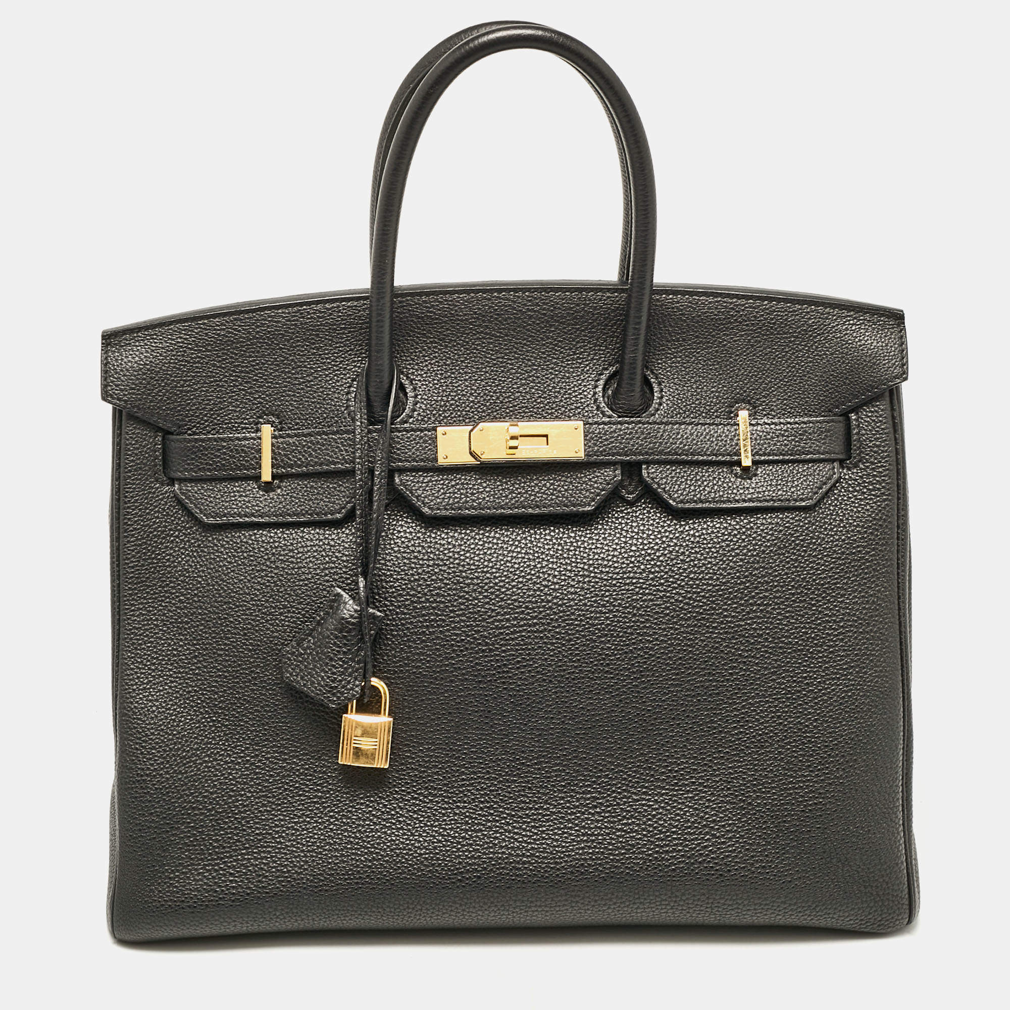 Hermes Noir Togo Leather Gold Finish Birkin 35 Bag