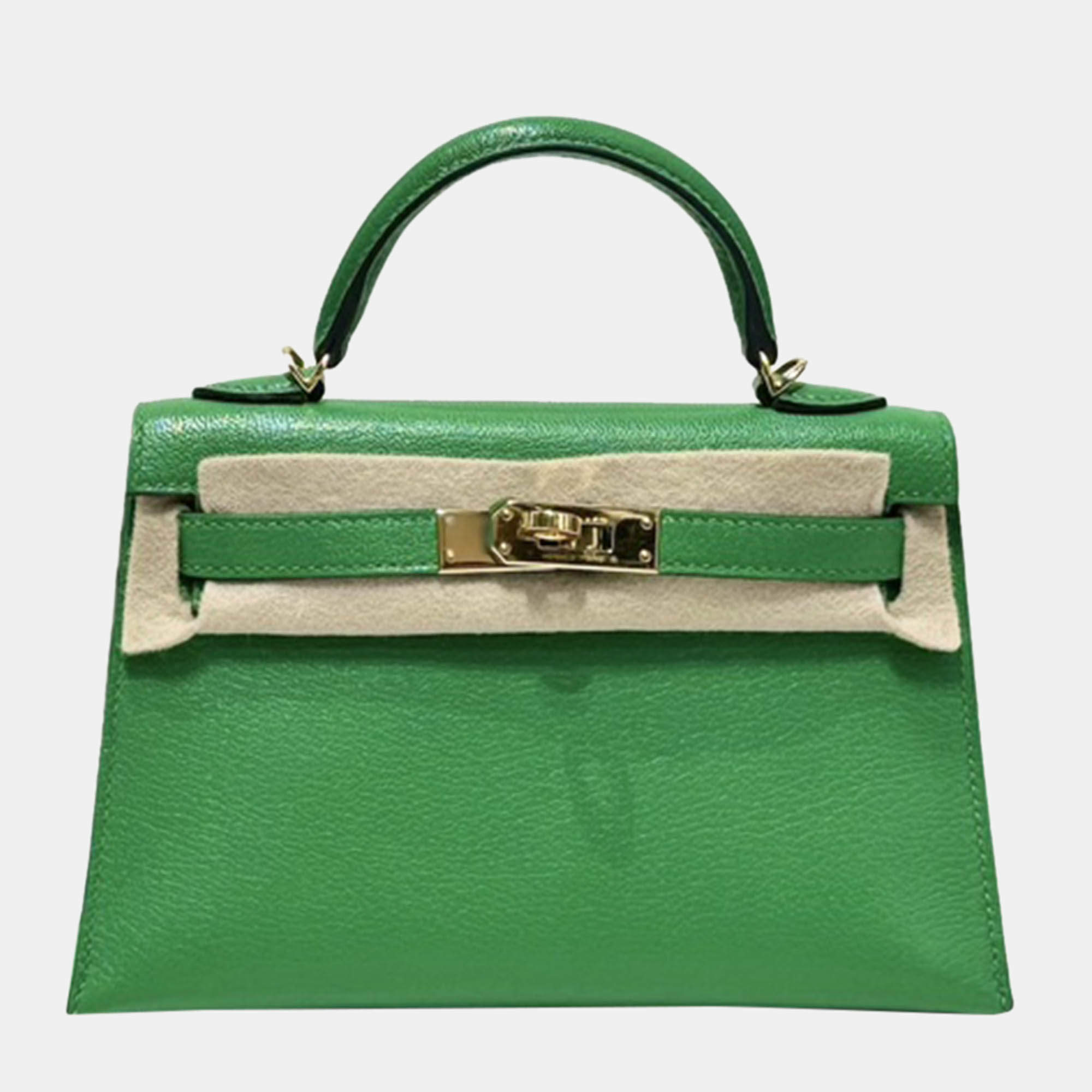 Hermes Green Chevre Mysore Mini Kelly Sellier 20 