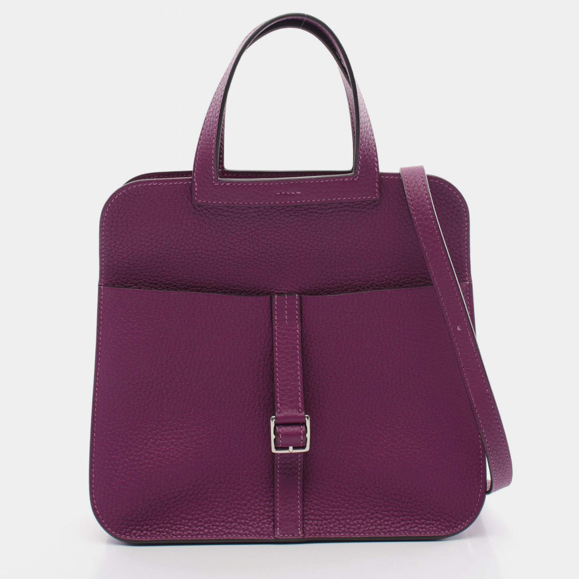 Hermes Purple Leather Arzan 25 Handbag