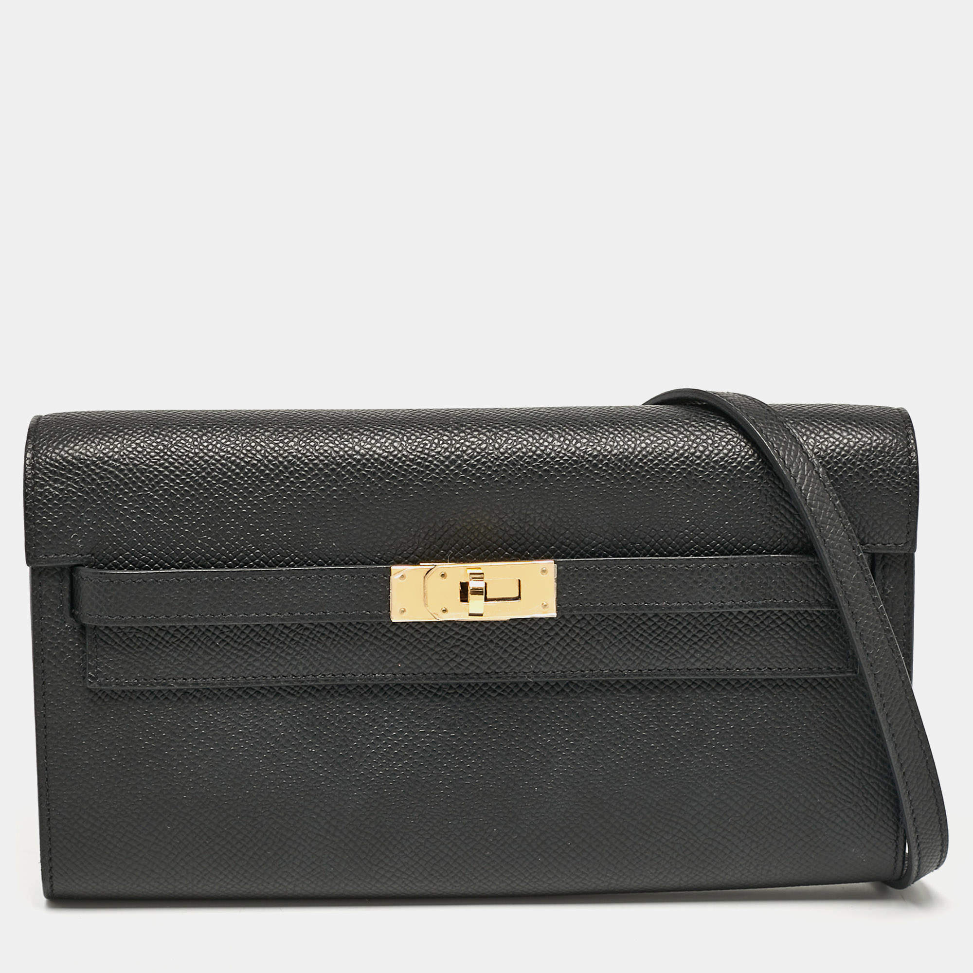 Hermès Noir Epsom Leather Kelly To Go Wallet