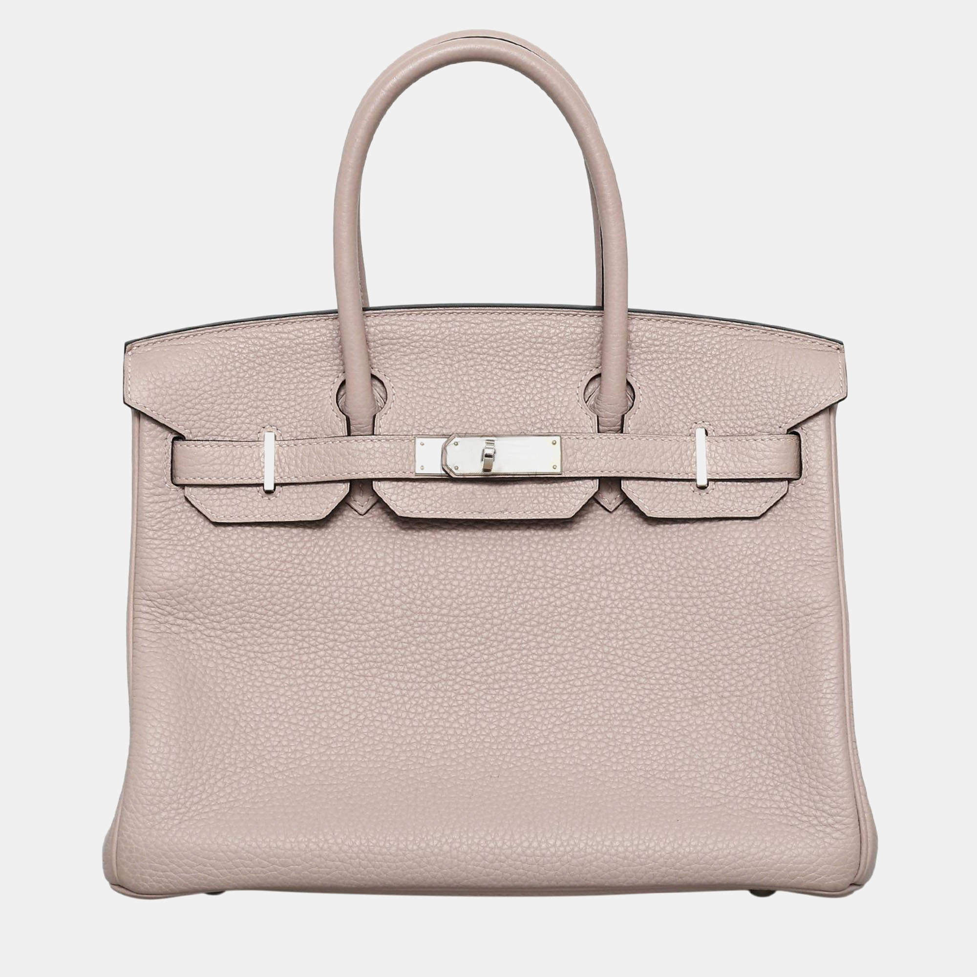 Pre Owned Hermes Glycine Clemence Leather Birkin 30 Bag