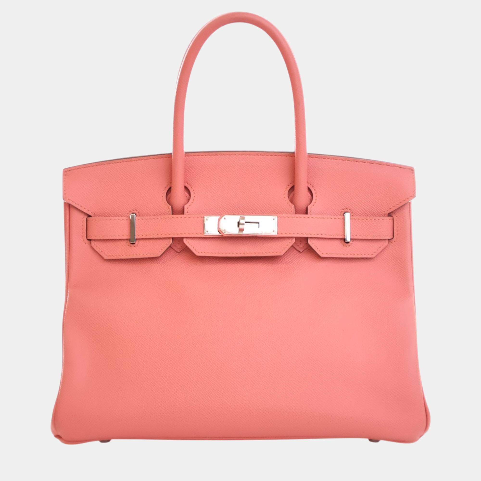 Pre Owned Hermes Flamingo Epsom Leather Birkin 30 Bag