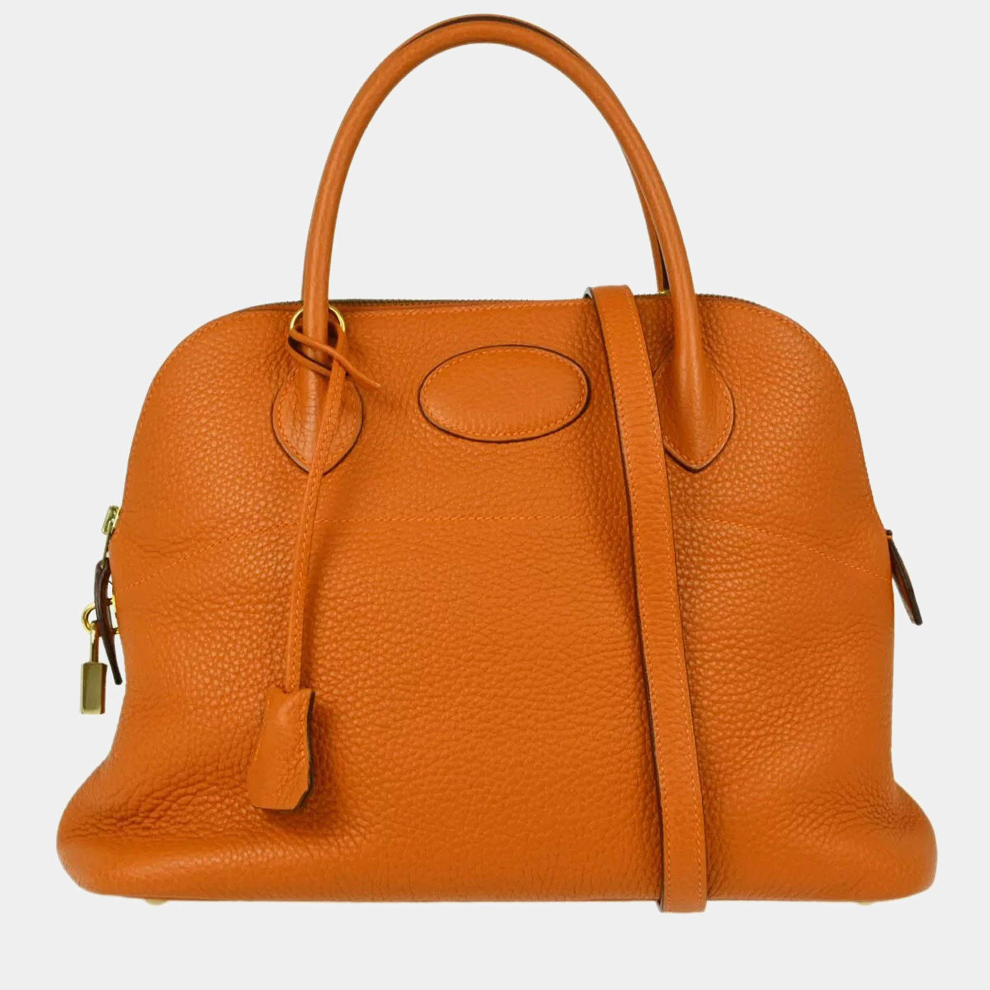Hermes Orange Taurillon Clemence Leather Bolide 31 Handbag