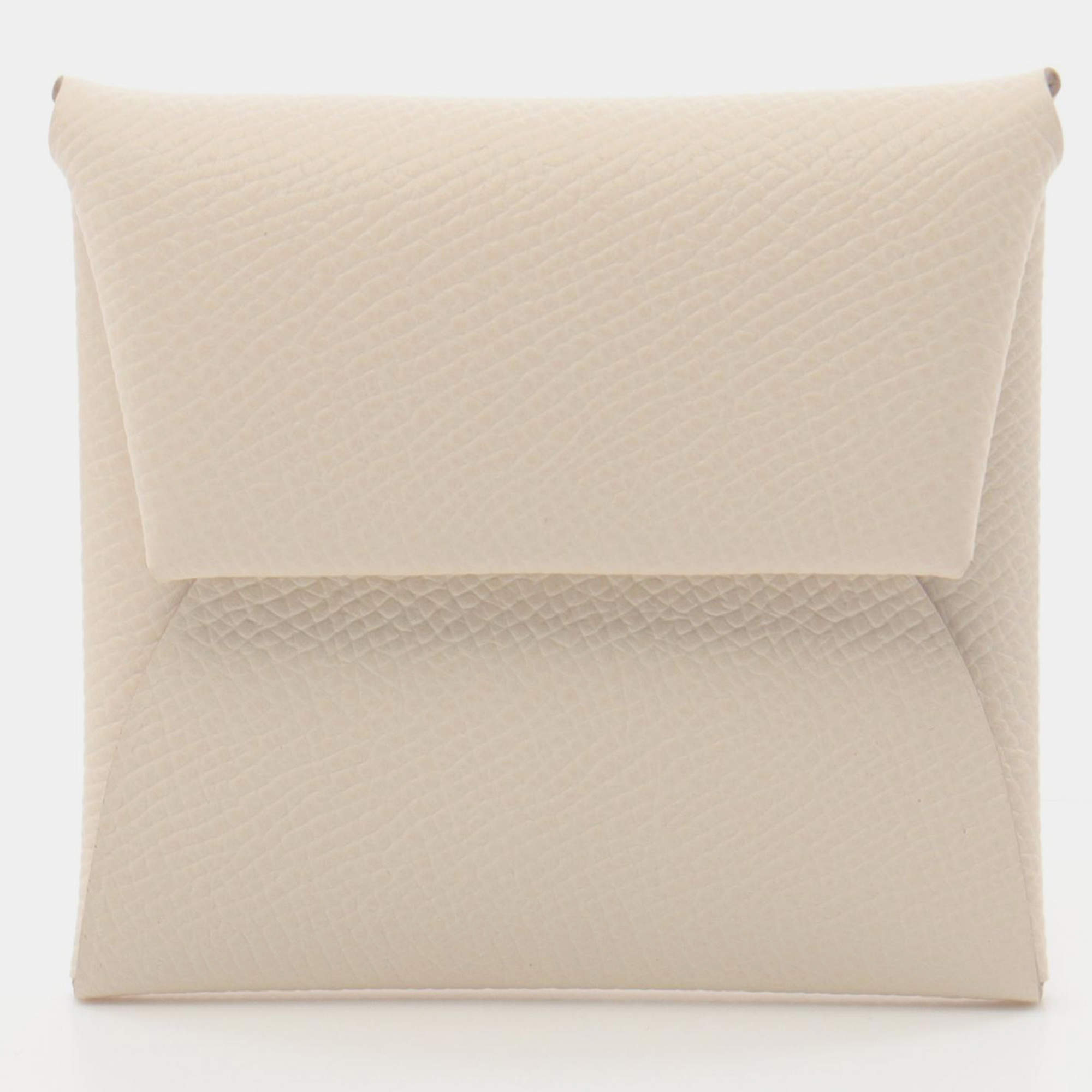 Hermes White Leather Bastia Coin Case Wallet