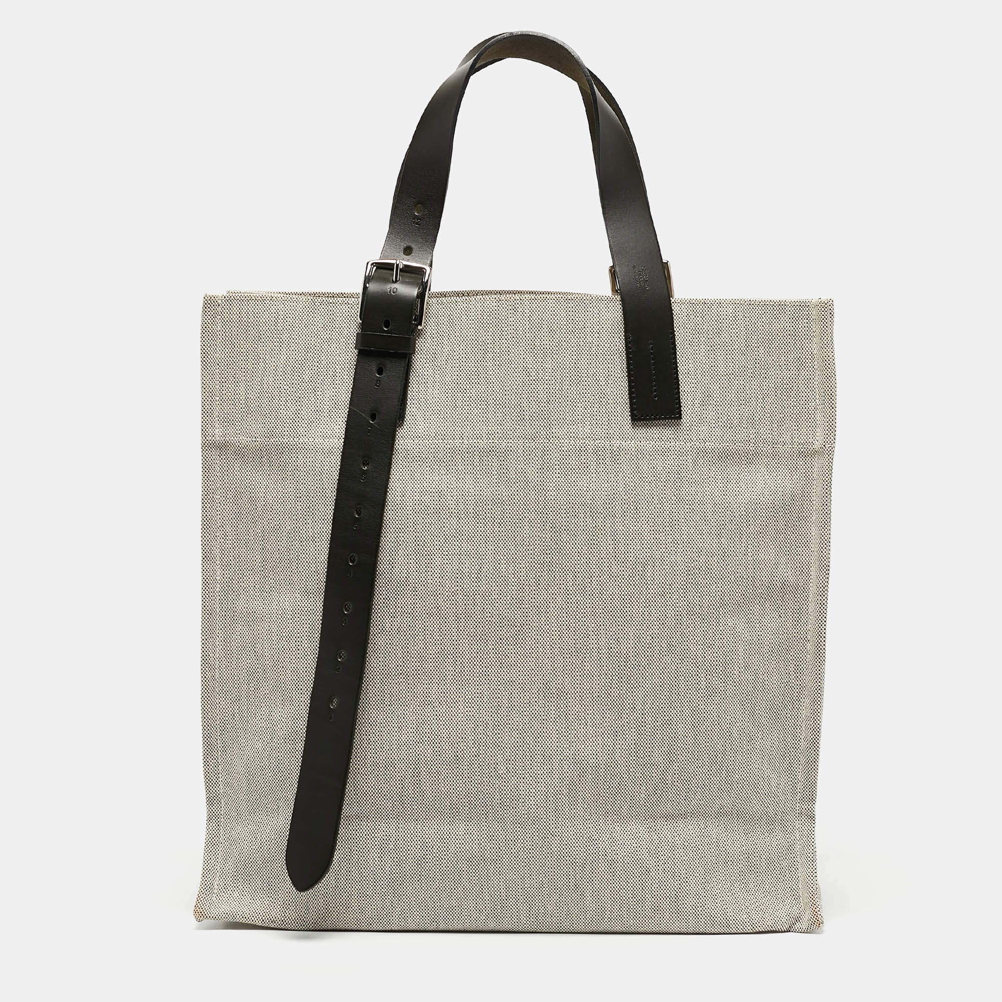 Hermes Vert Cypress/Natural Canvas and Vache Leather Etriviere Tote
