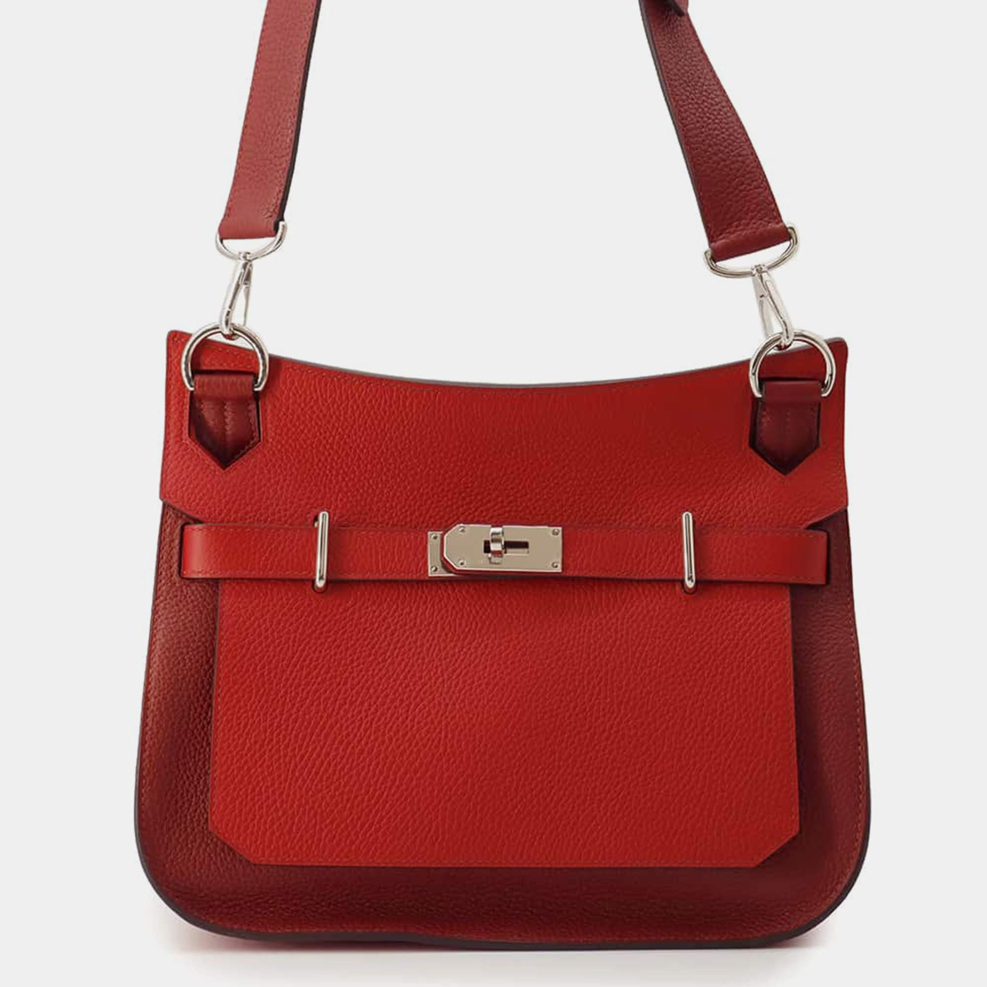 Hermes Bicolor Rouge Casaque/Rouge H Taurillon Clemence Jypsiere 31 Bag