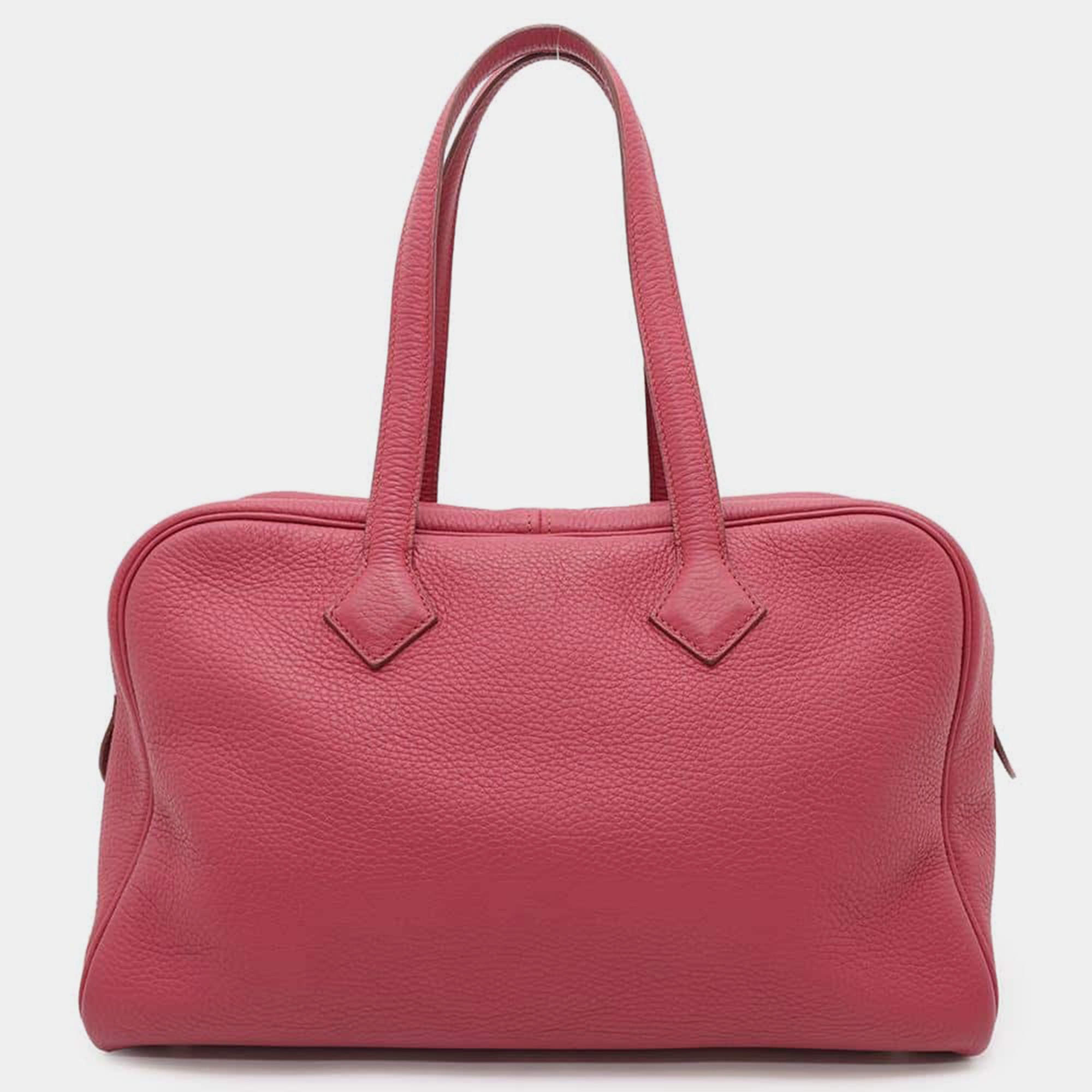 Hermes Ruby Taurillon Clemence Victoria 35 Bag