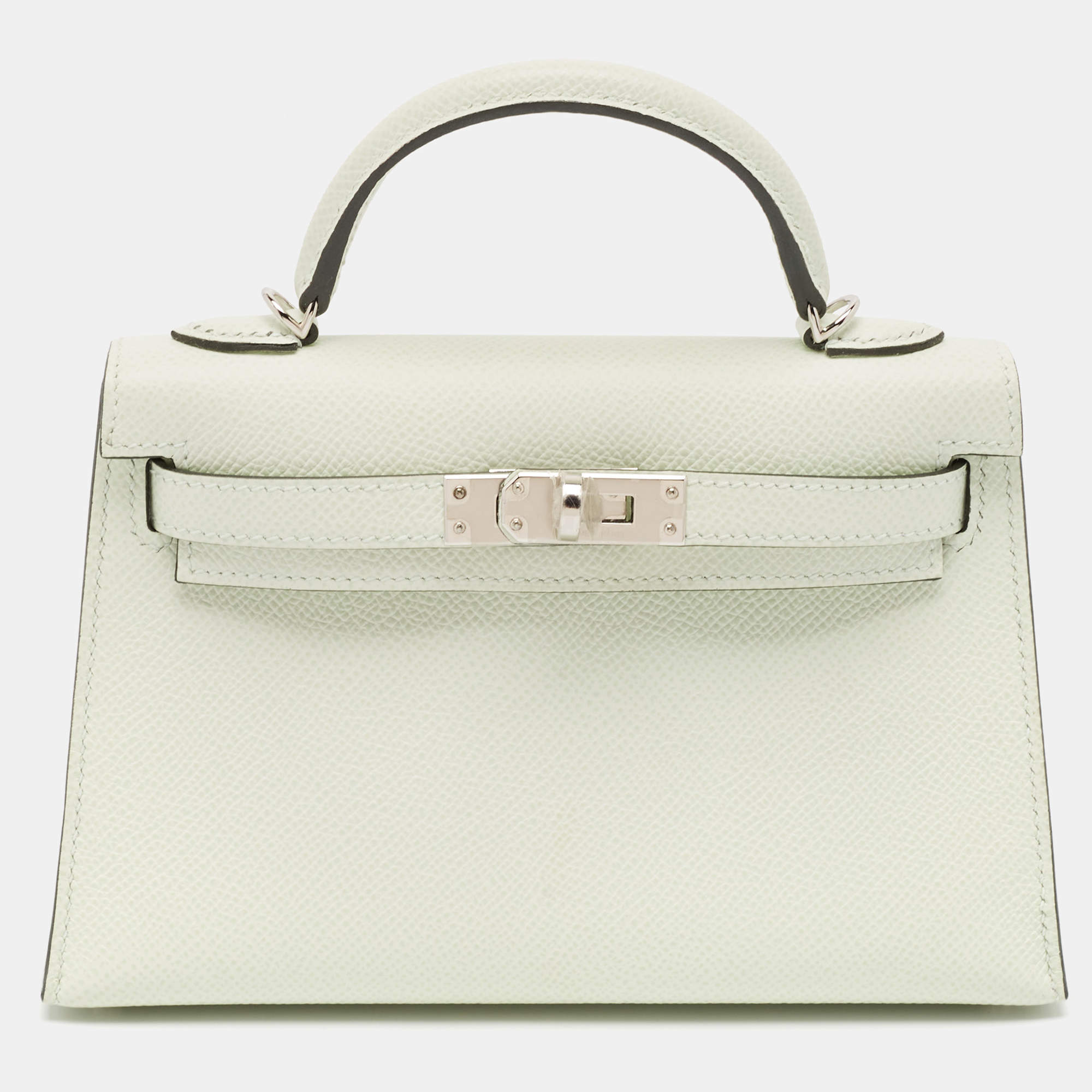 Hermès Vert Fizz Epsom Leather Palladium Finish Mini Kelly II Sellier 20 Bag
