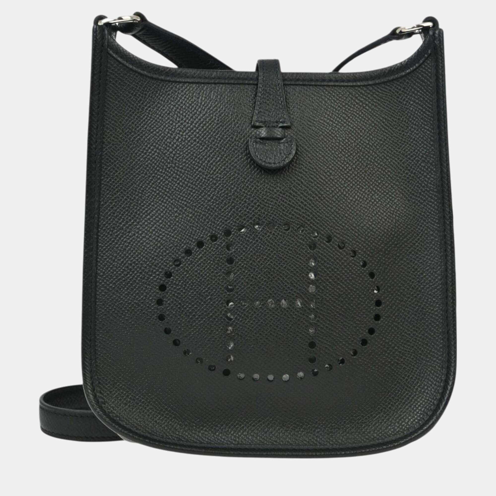 Pre Owned Hermes Black Epsom Evelyne TPM Shoulder Bag