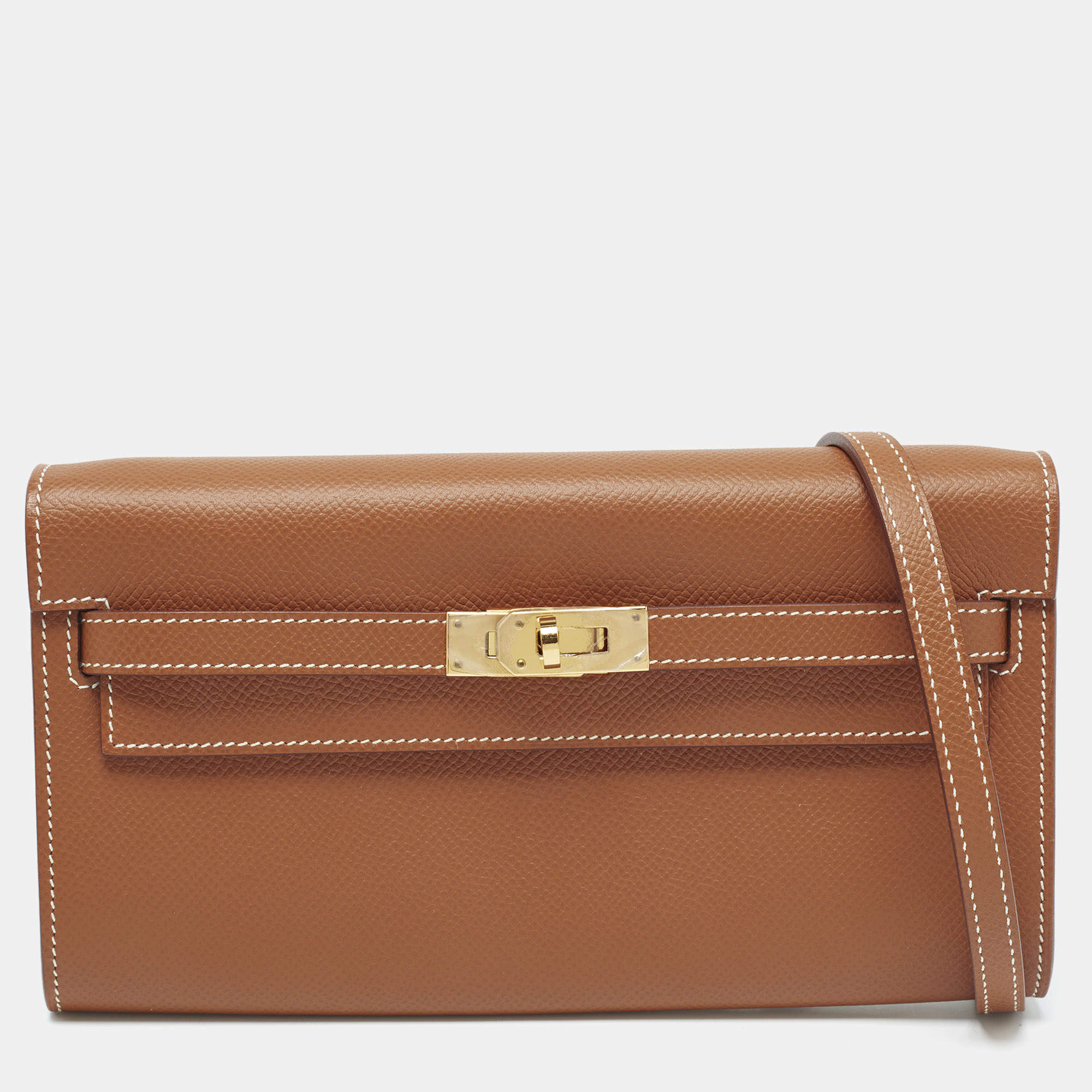 Hermes Gold Epsom Leather Kelly To Go Wallet