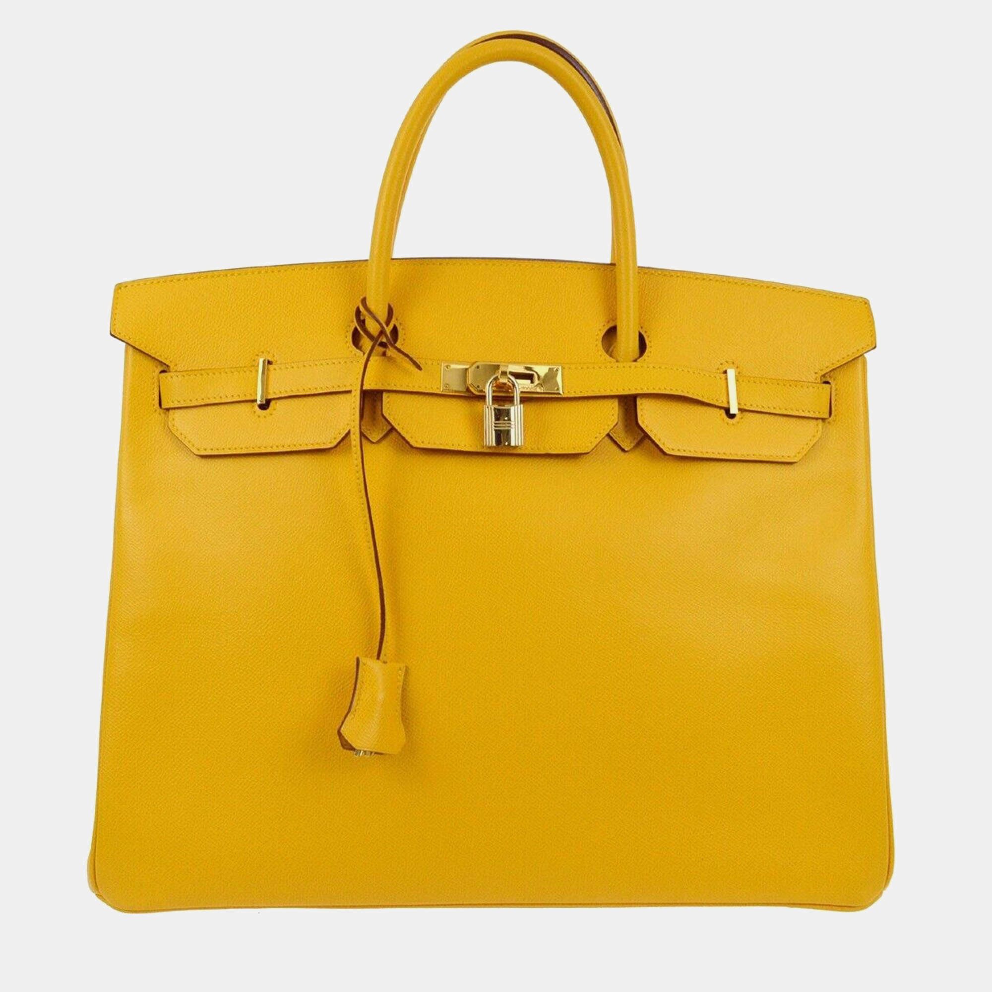 Hermes Yellow Courchevel Birkin 40 Handbag