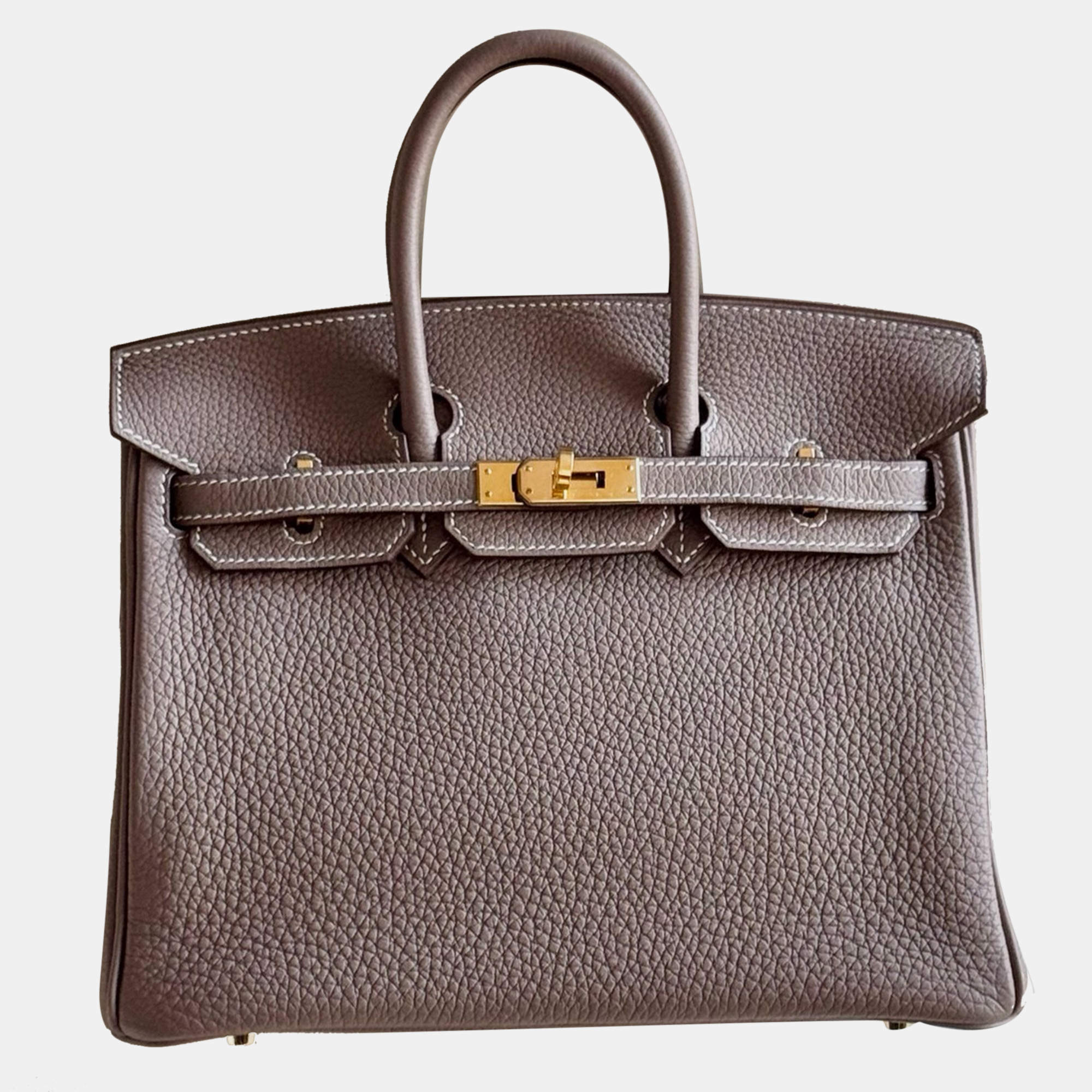 Hermes Etoupe Elephant Grey Togo Leather Birkin 25 bag