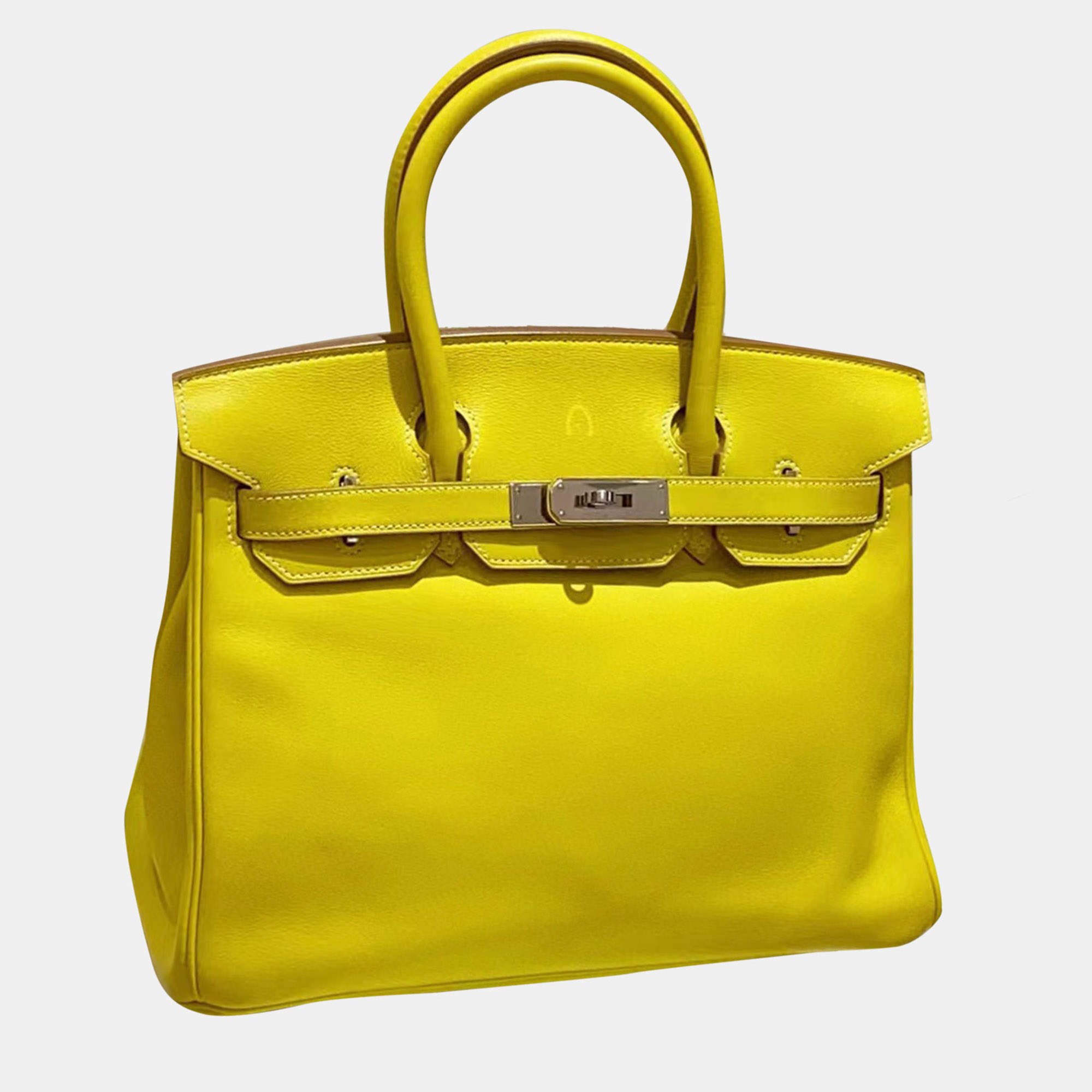 Pre Owned Hermes Candy Yellow Swift Leather Birkin 30 Bag