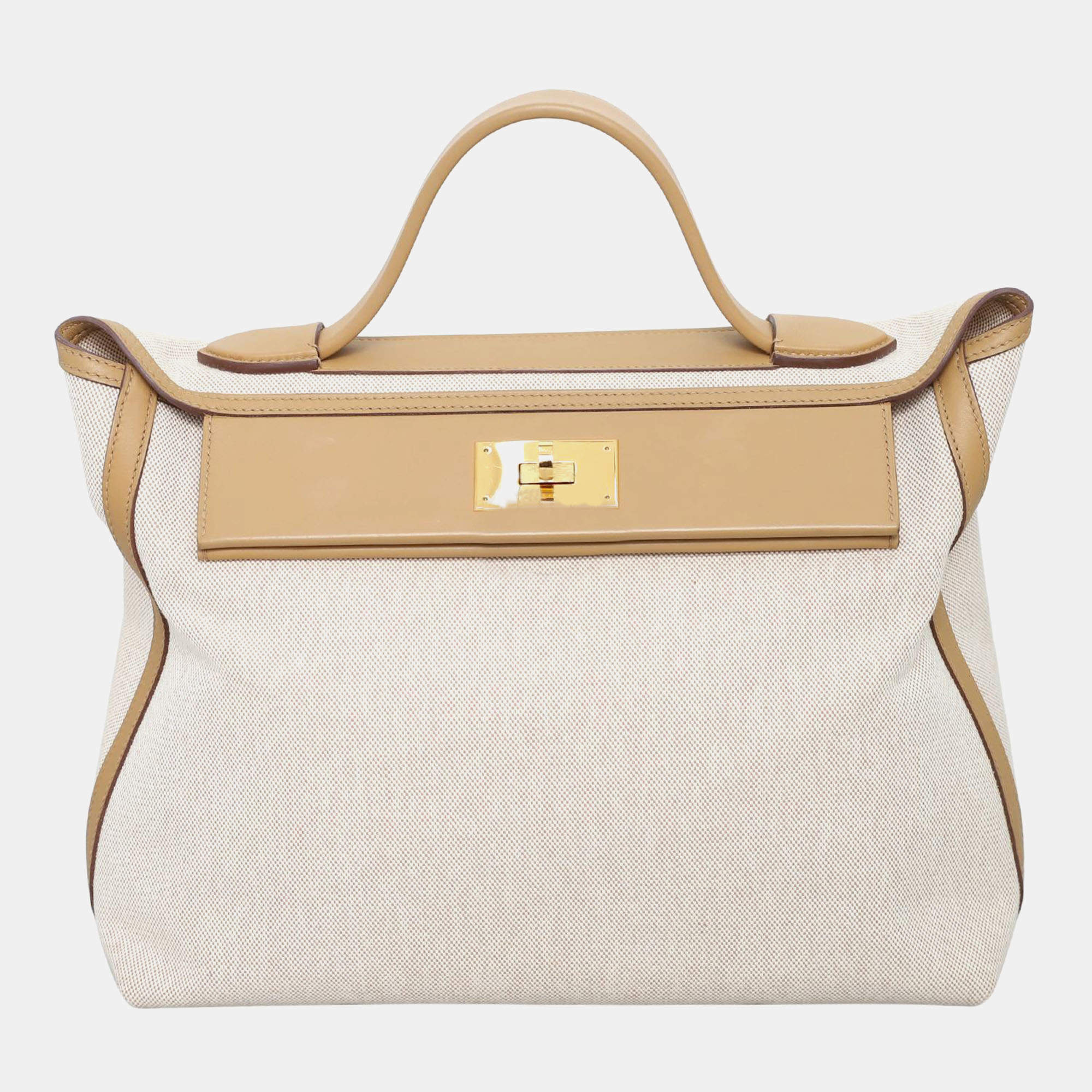 Hermes Sesame Canvas, Swift Leather 24/24 35 Bag