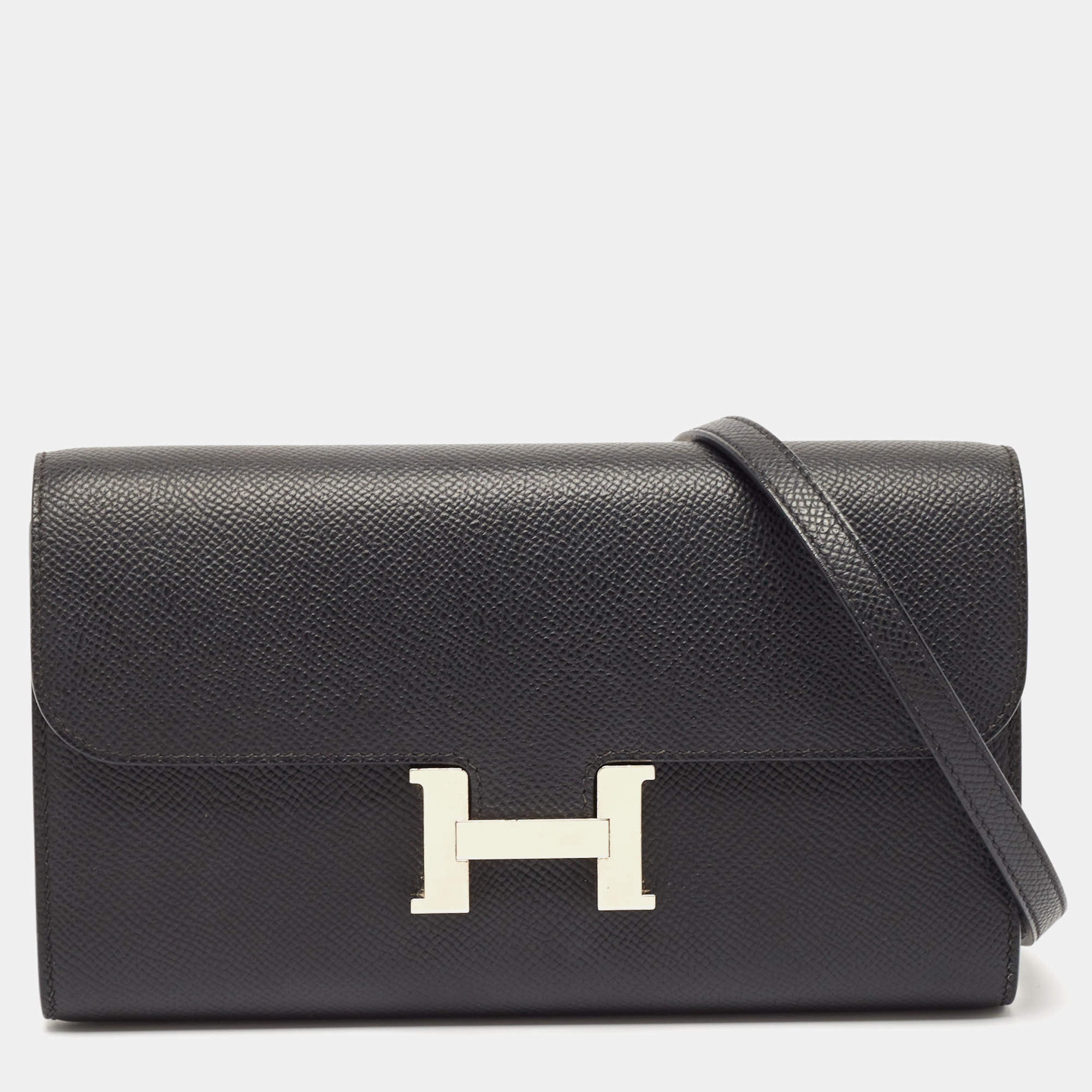 Hermes Noir Epsom Leather Constance To Go Wallet