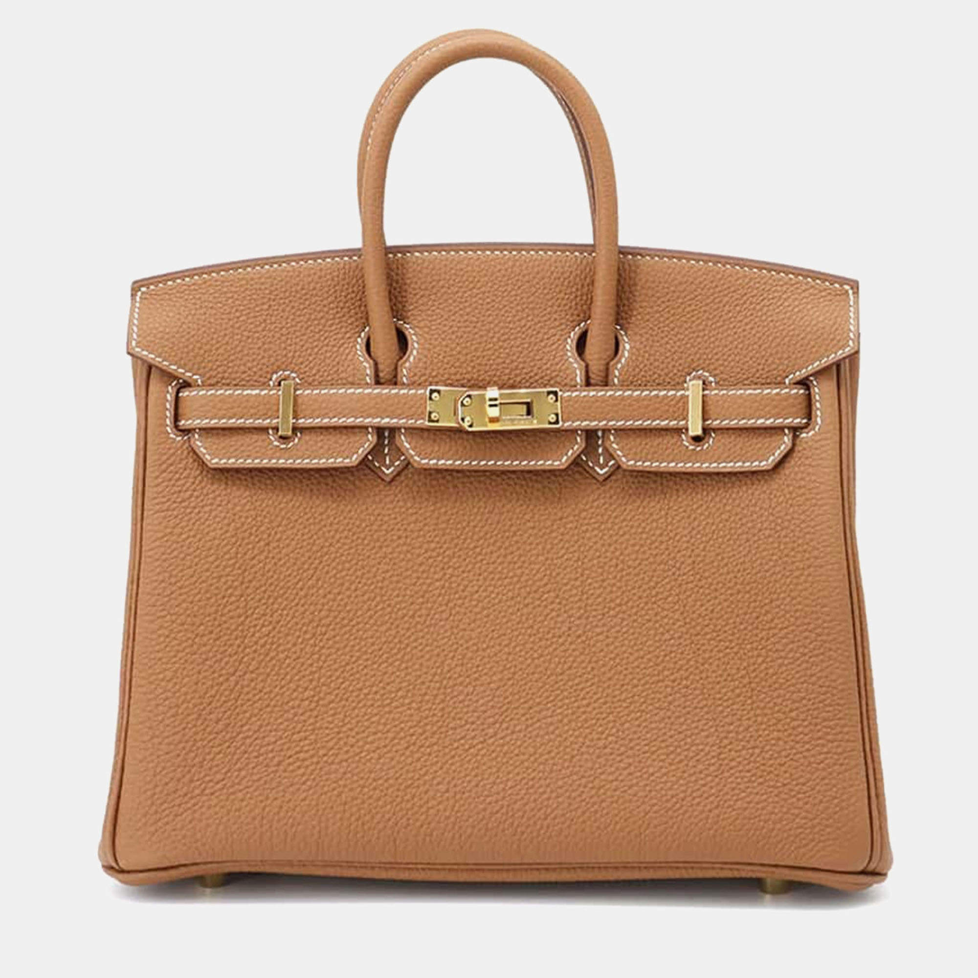 Hermes Gold Togo Leather Birkin 25 Handbag