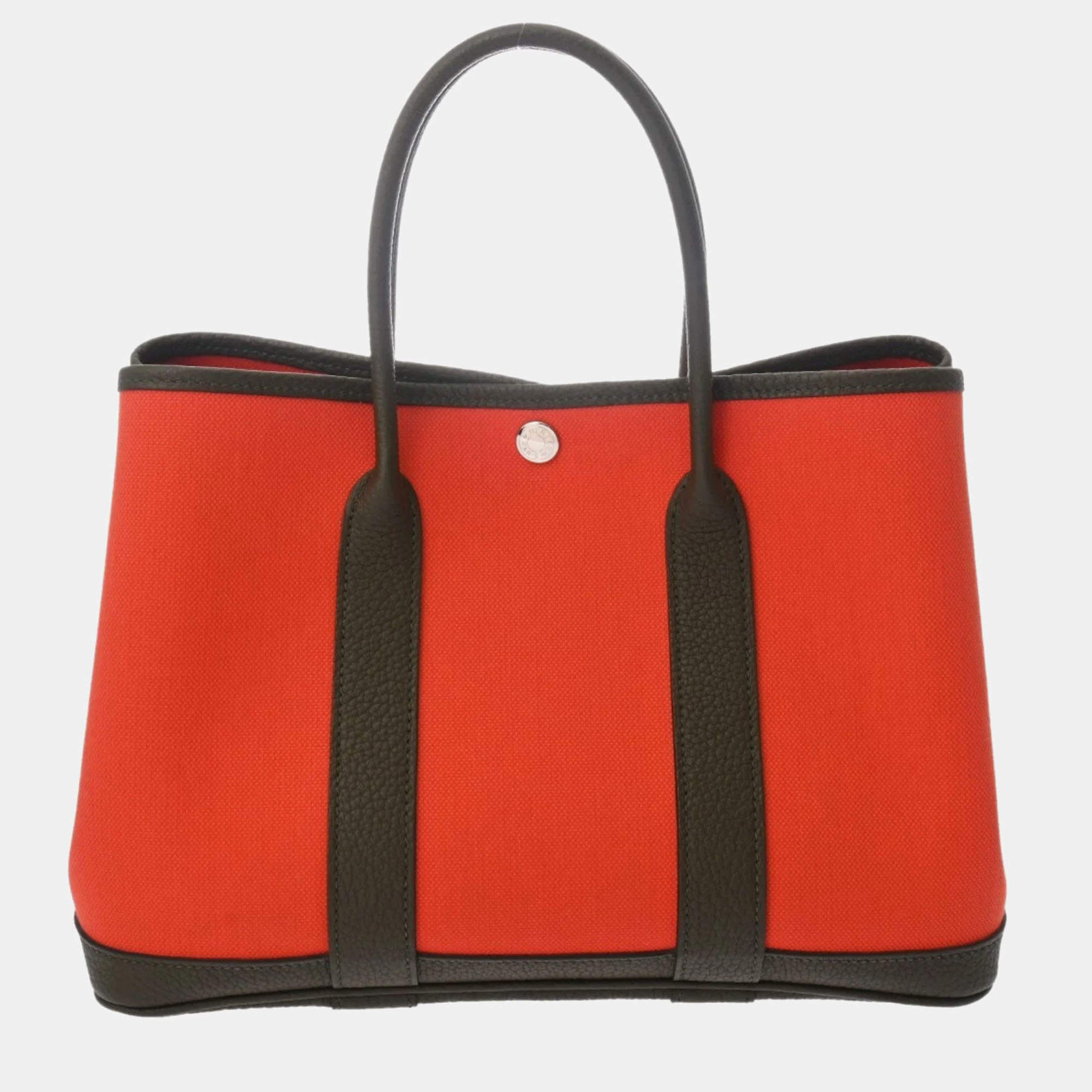 Hermes Orange and Olive Green Garden Party TPM Handbag