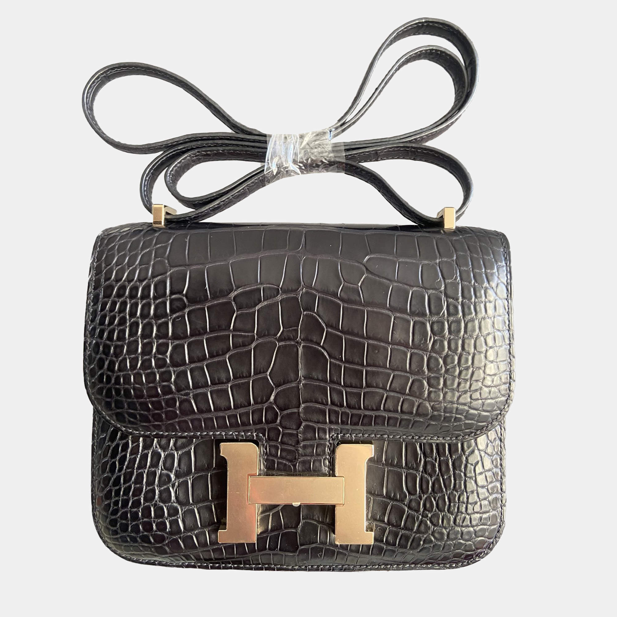 مملوكة مسبقًا Hermes lack Matte Crocodile Constance 19 Bag