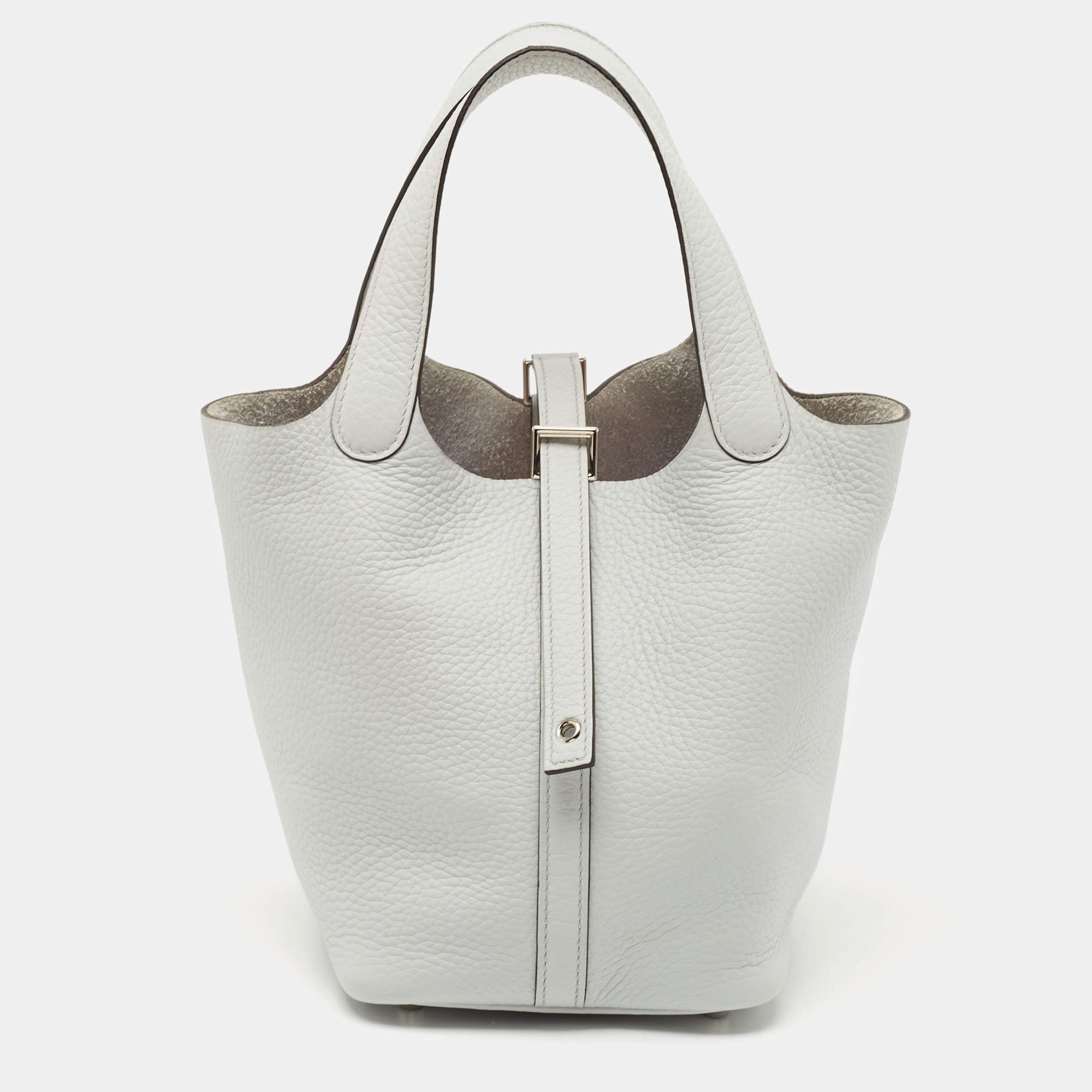 Hermès Bleu Pale Taurillon Clemence Leather Picotin Lock 18 Bag