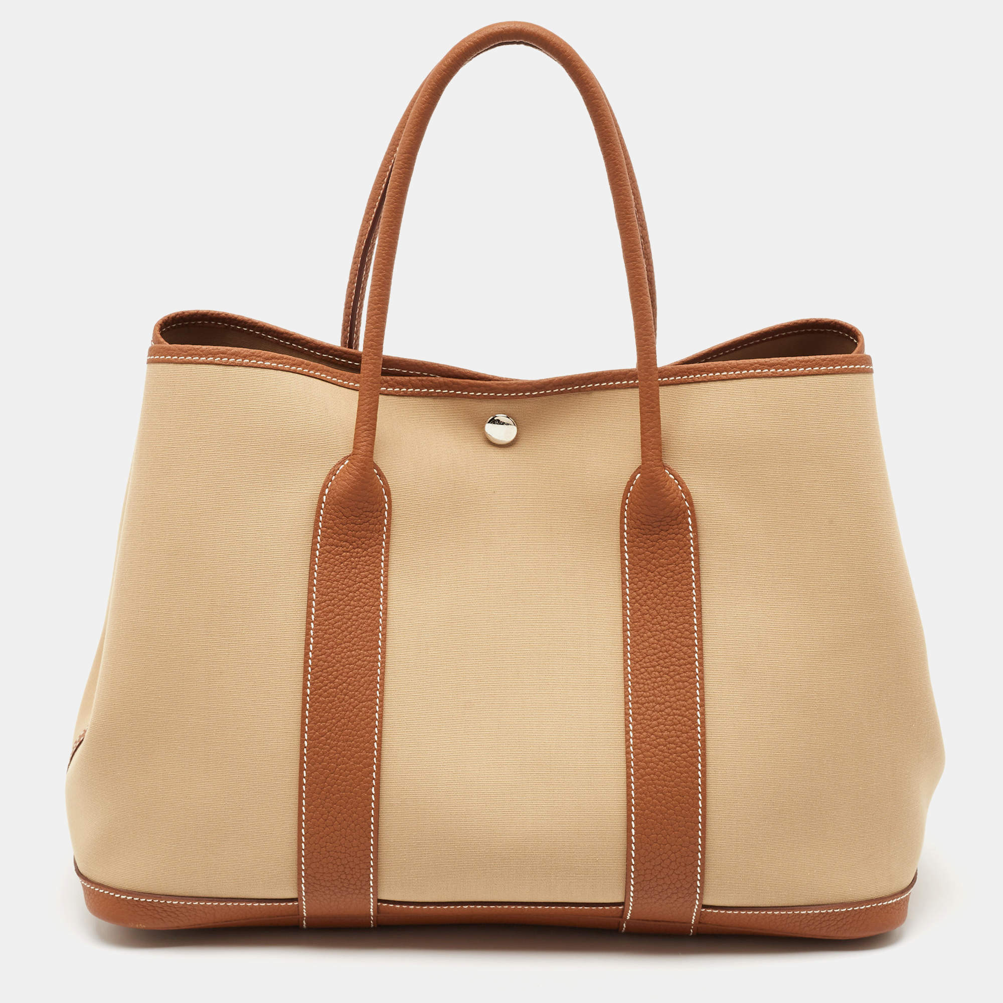 مملوكة مسبقًا Hermes Trench/Gold Toile H and Negonda Leather Garden Party 36 Bag