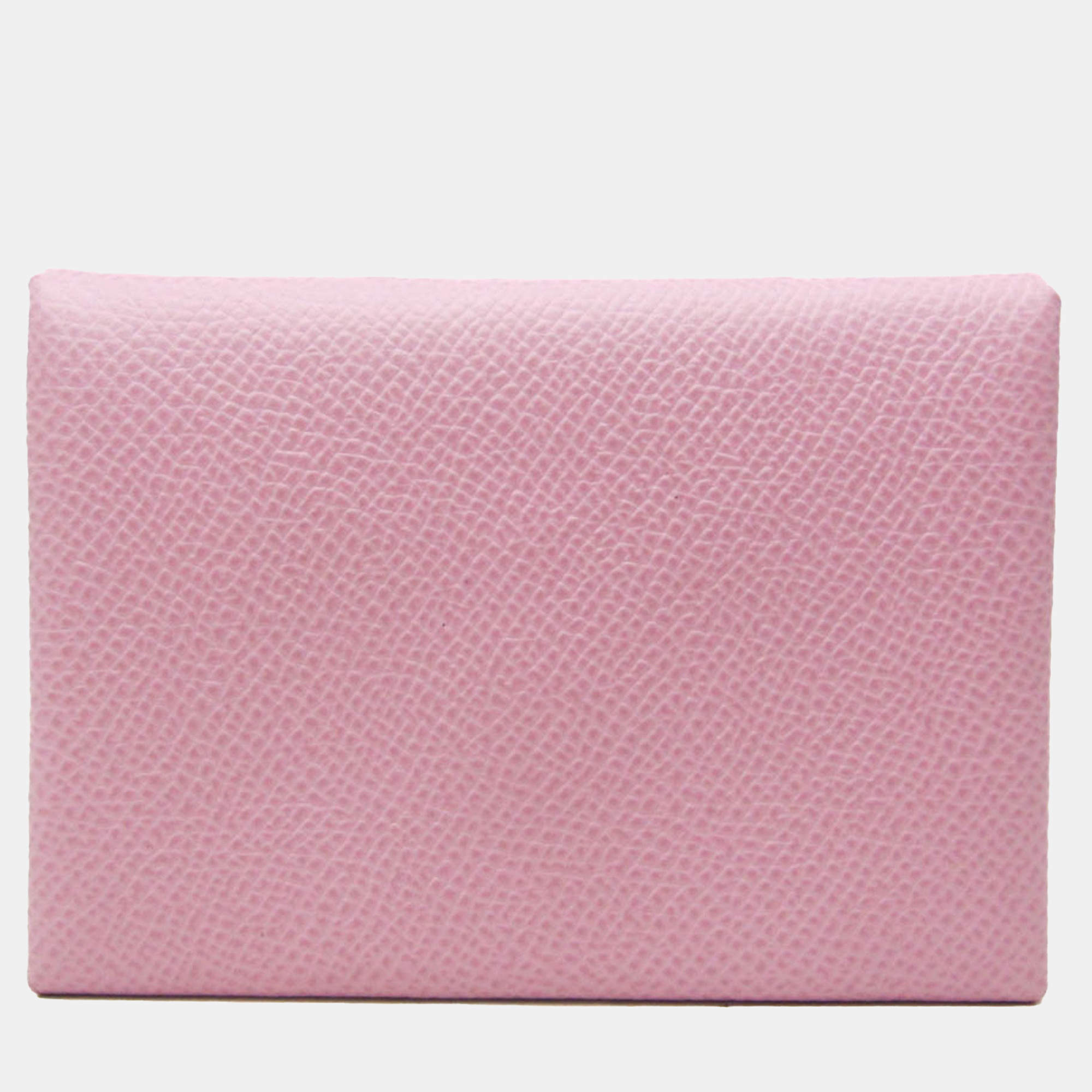 Hermes Pink Epsom Leather Calvi Duo Card Case