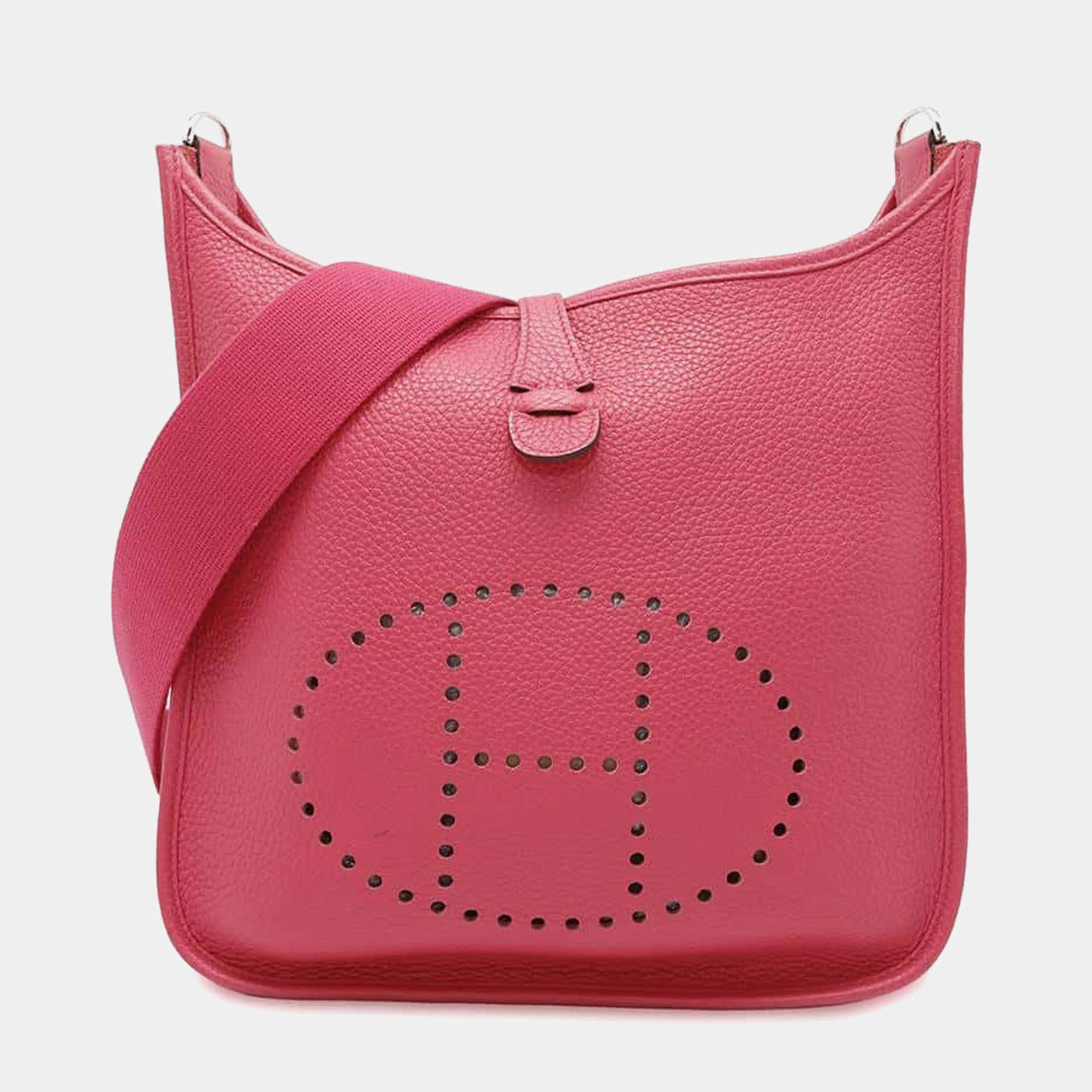 Hermes Rose Extreme Taurillon Clemence Evelyne 29 Shoulder Bag